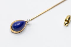 Antique Stick Pin with a Pear-Shaped Frog and a Tiny Pearl under the Stone Is Ma