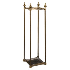 Antique Stick Stand, English, Brass, Hallway Rack, Umbrella, Victorian, C.1900