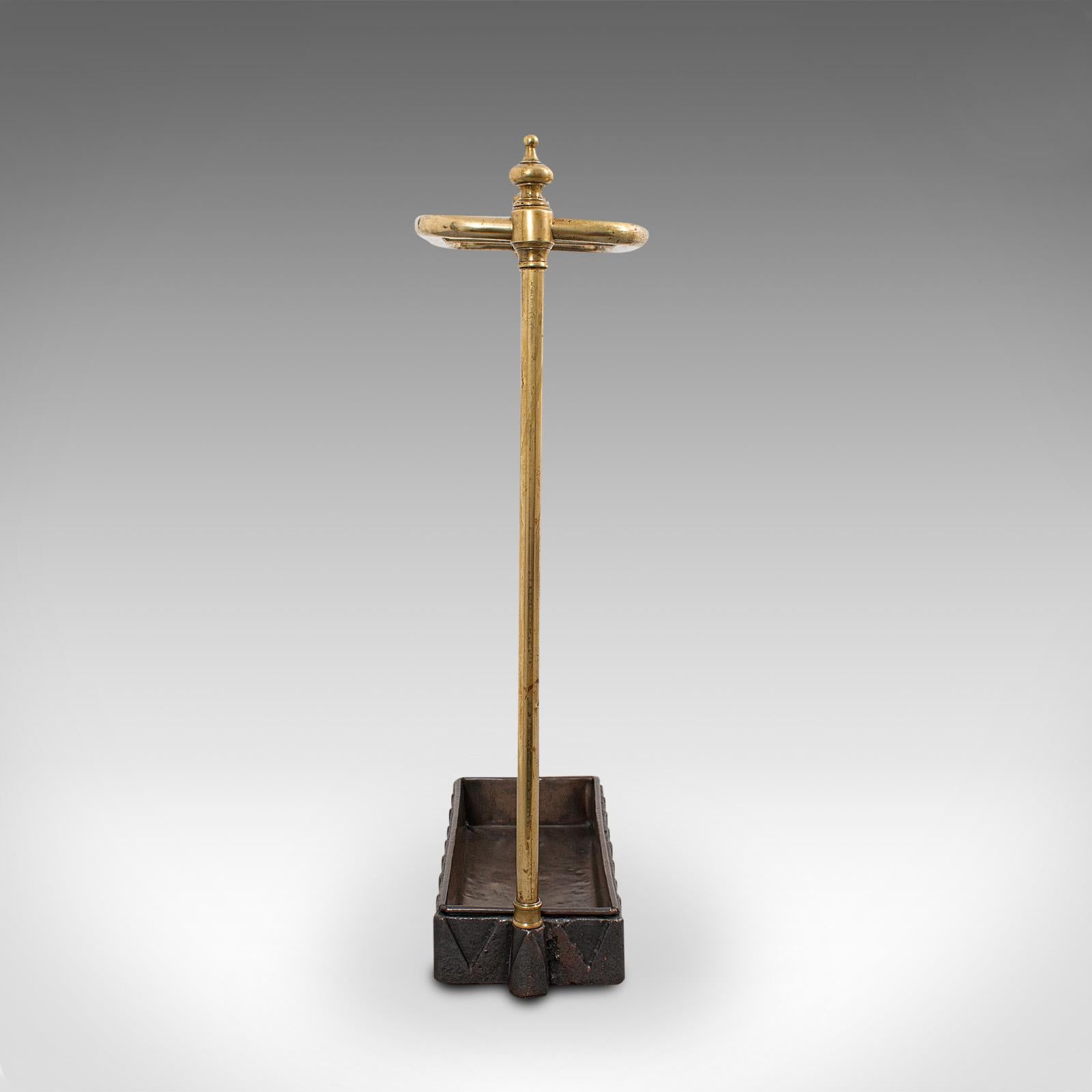 19th Century Antique Stick Stand, French, Brass, Hall, Cane, Umbrella Rack, Victorian