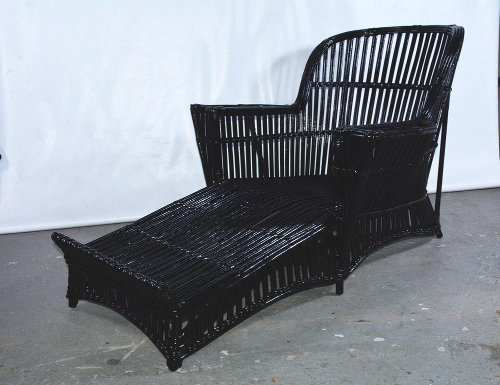 black wicker lounge chair