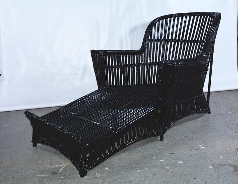 Antique Stick Wicker Chaise Lounge and Matching Chair For ...