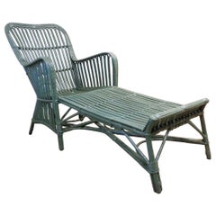 Fauteuil de salon ancien en osier bâtonné, vers 1930