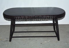 Antique Stick Wicker Oval Shape Coffee or Cocktail Table
