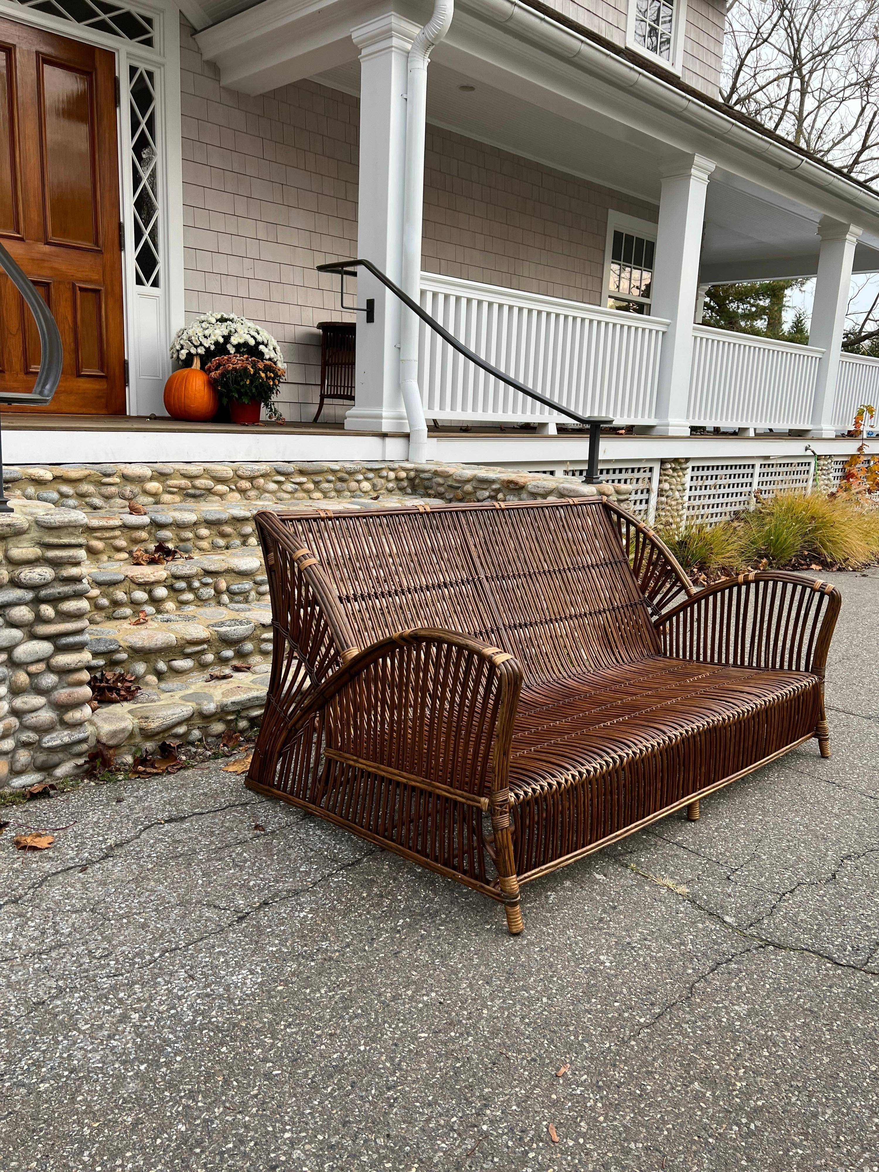 Hand-Woven Antique Stick Wicker Seating