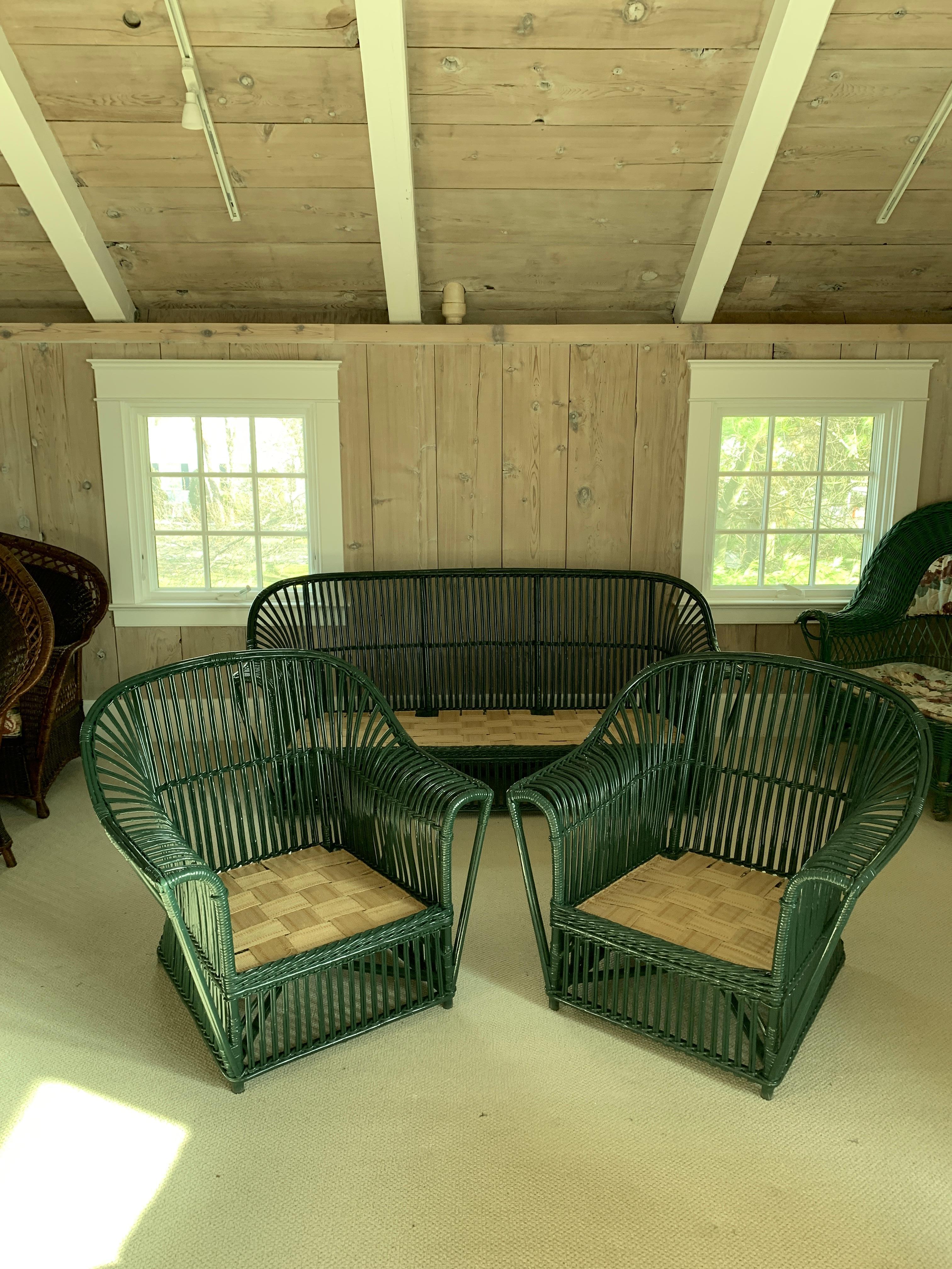 Hand-Crafted Antique Stick Wicker Set