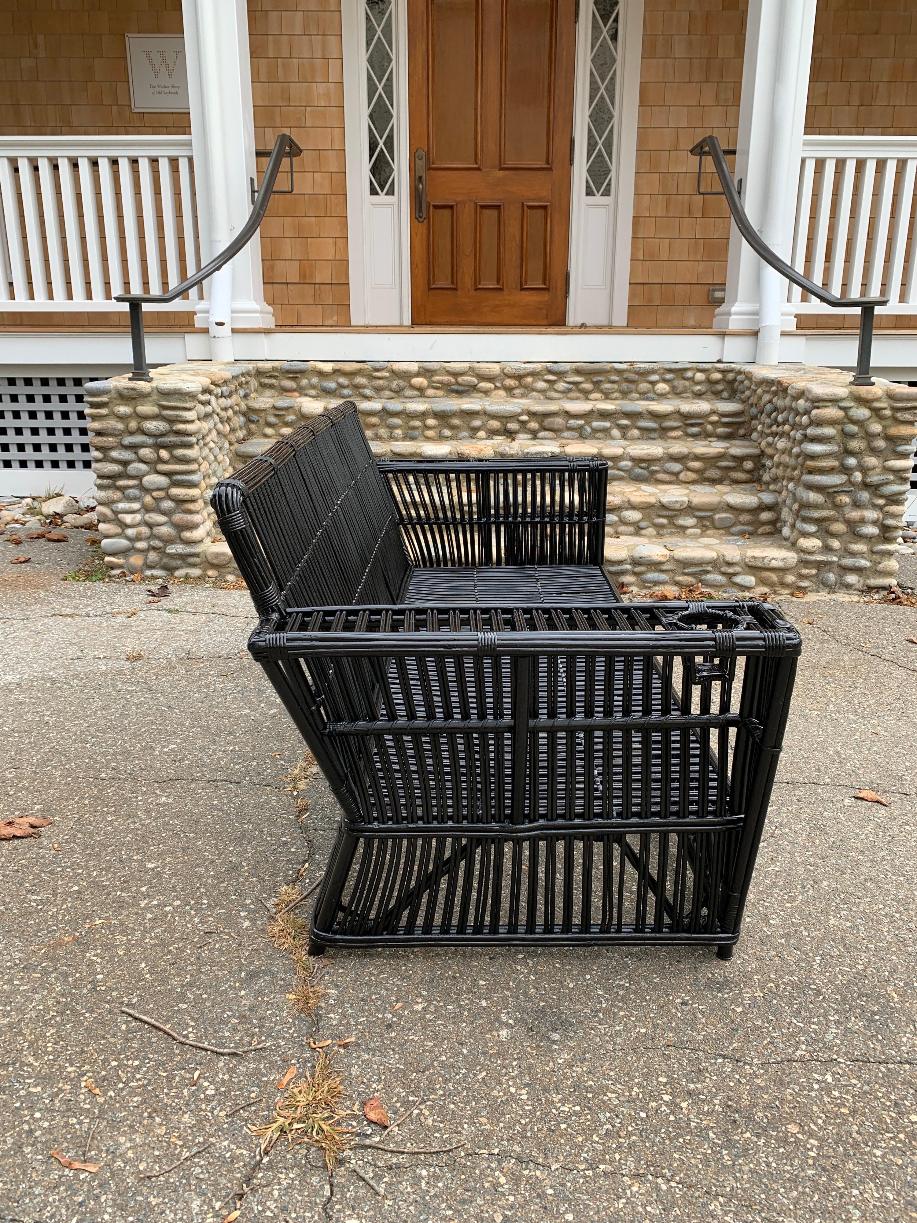 Antique Stick Wicker Sofa and Chair In Good Condition In Old Saybrook, CT