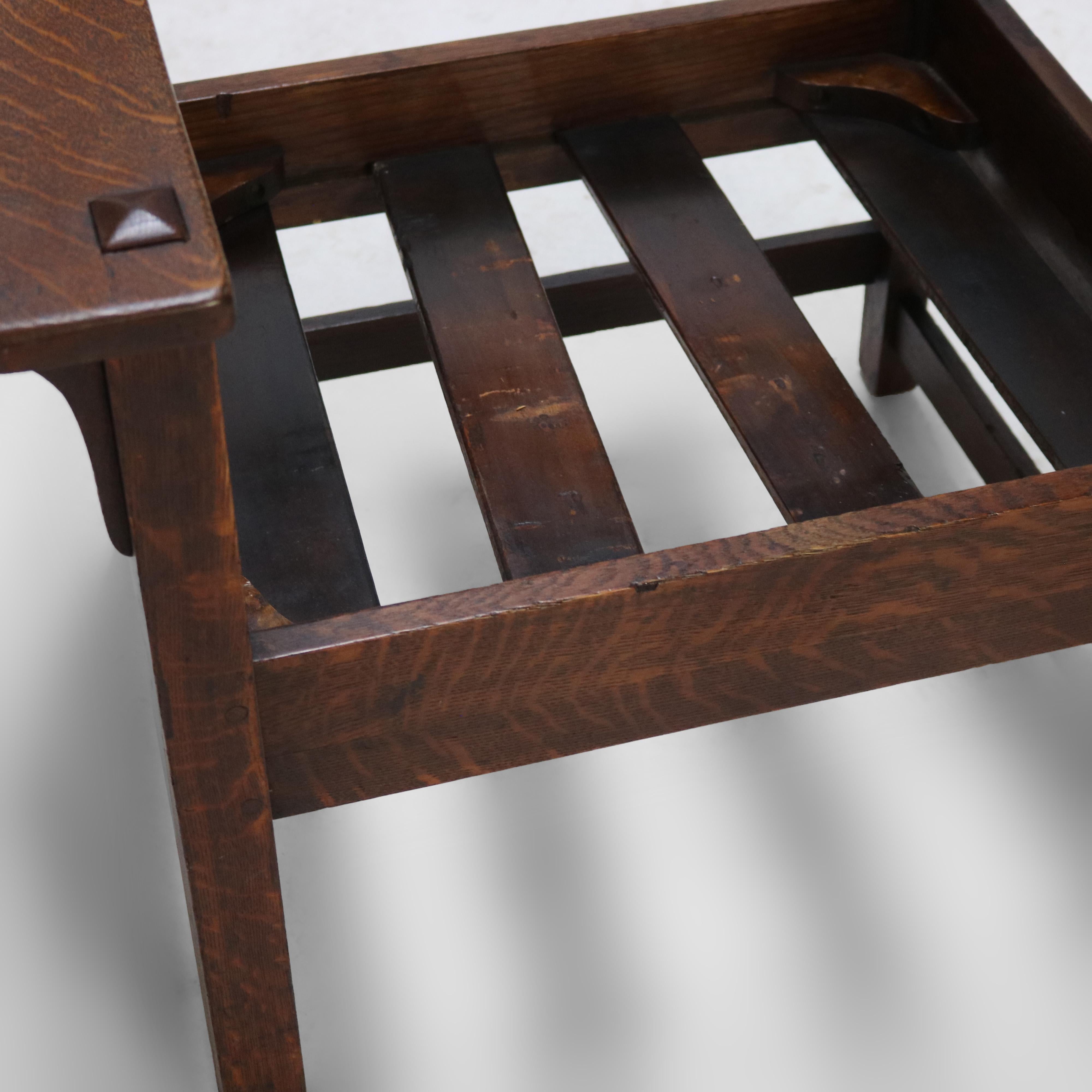 Antique Stickley Arts and Crafts Mission Oak Slat Back Arm Chair C1910 For Sale 7