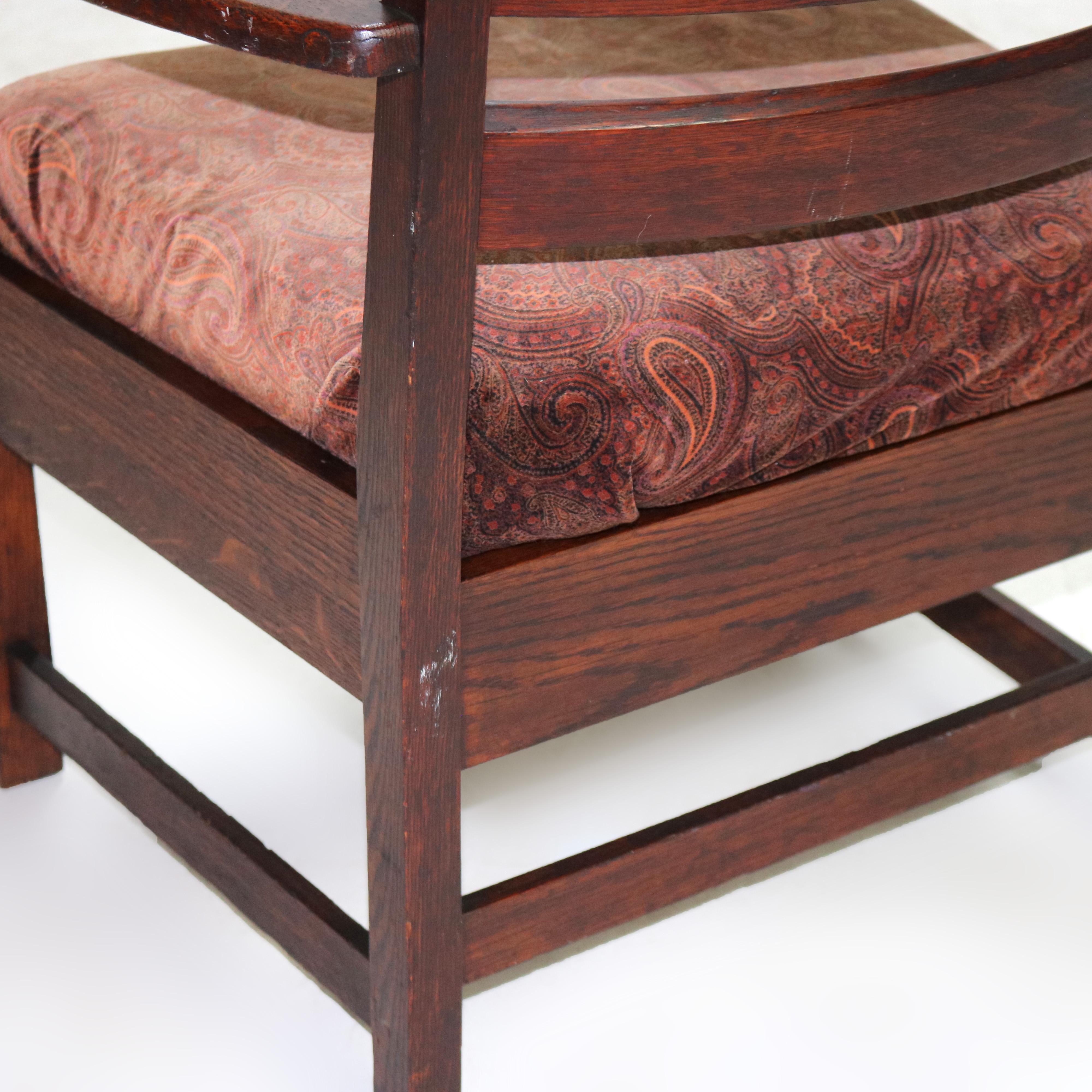 Antique Stickley Arts and Crafts Mission Oak Slat Back Arm Chair C1910 For Sale 4