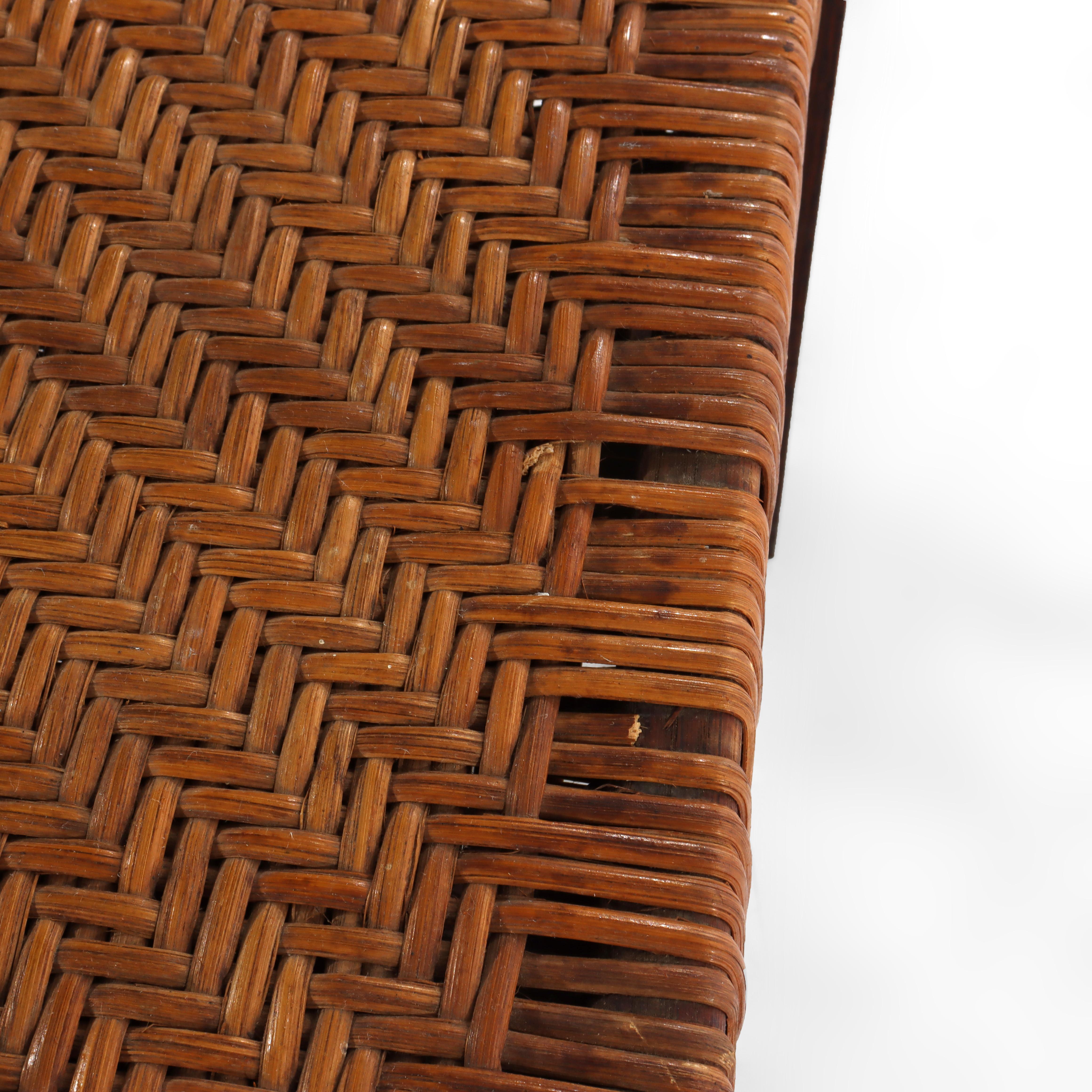 Tabouret ancien Stickley Mission Arts & Crafts Oak Splint Weave c1920 en vente 1