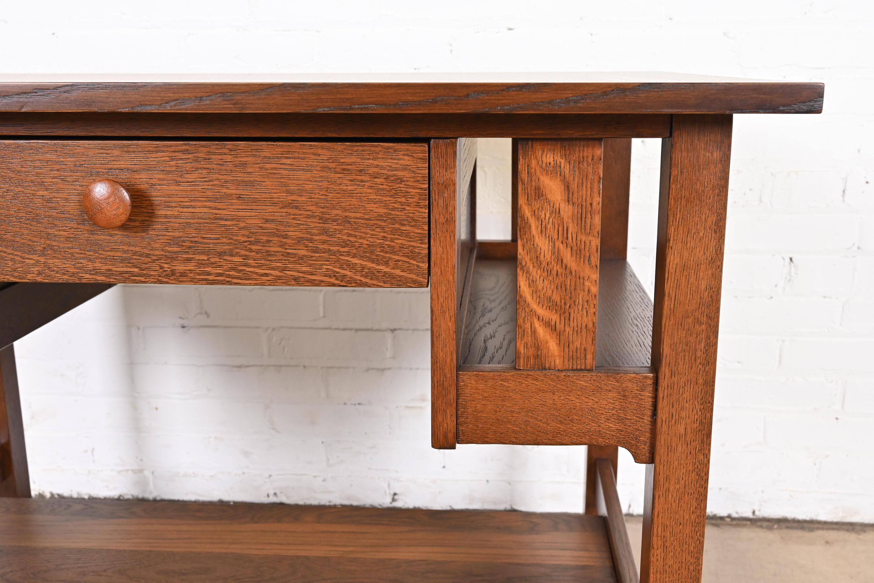 Oak Antique Stickley Brothers Arts & Crafts Desk or Library Table, Newly Restored For Sale