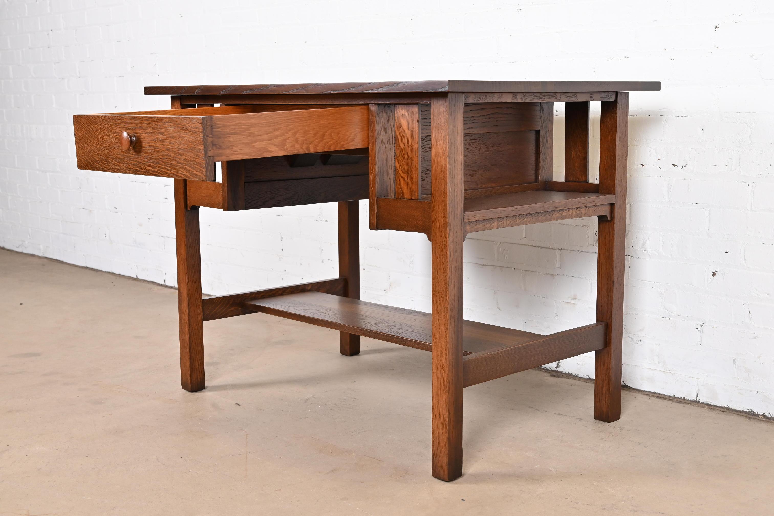 Antique Stickley Brothers Arts & Crafts Desk or Library Table, Newly Restored In Good Condition For Sale In South Bend, IN