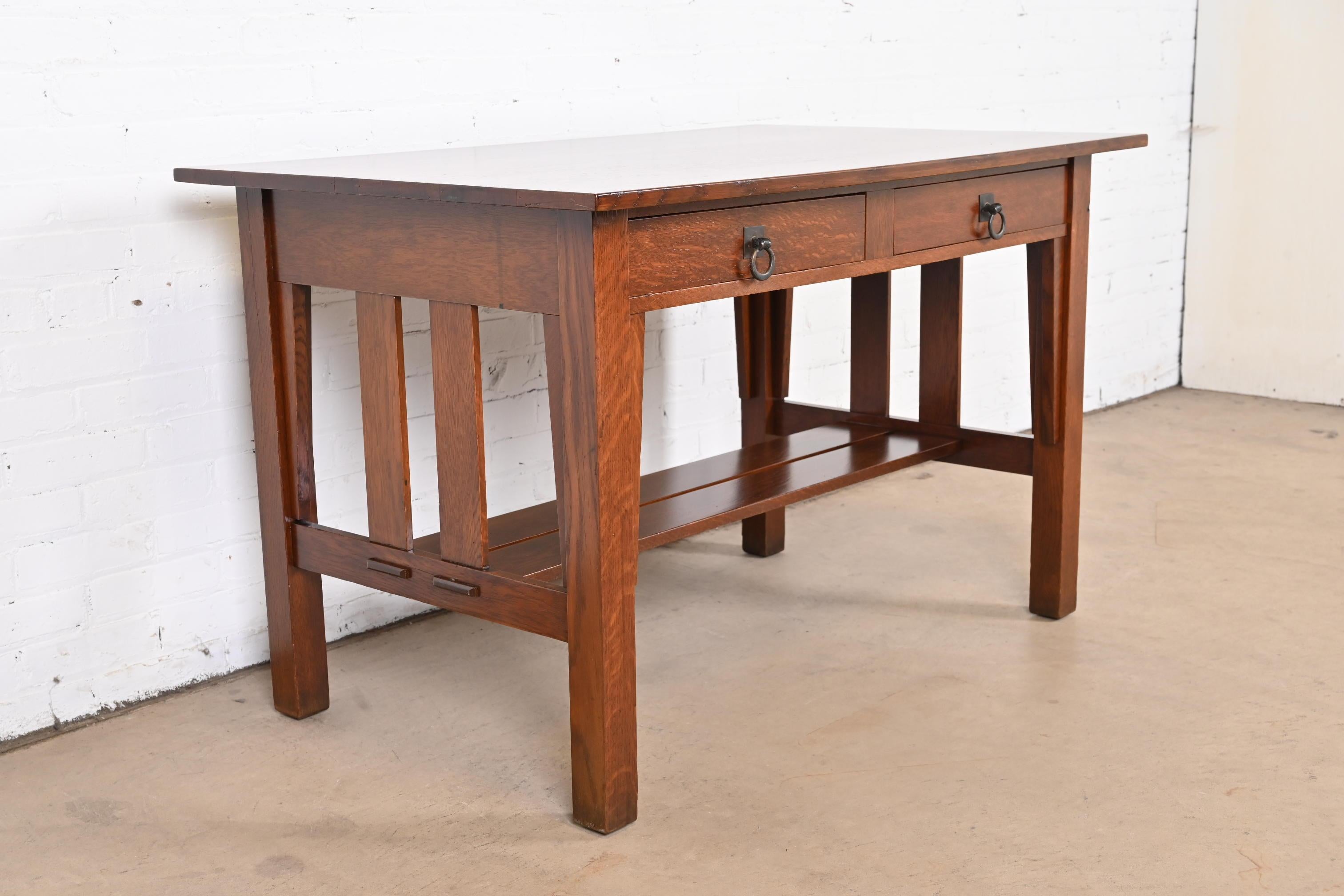 Antiguo escritorio o mesa de biblioteca Stickley Brothers Mission Oak Arts & Crafts en Bueno estado para la venta en South Bend, IN
