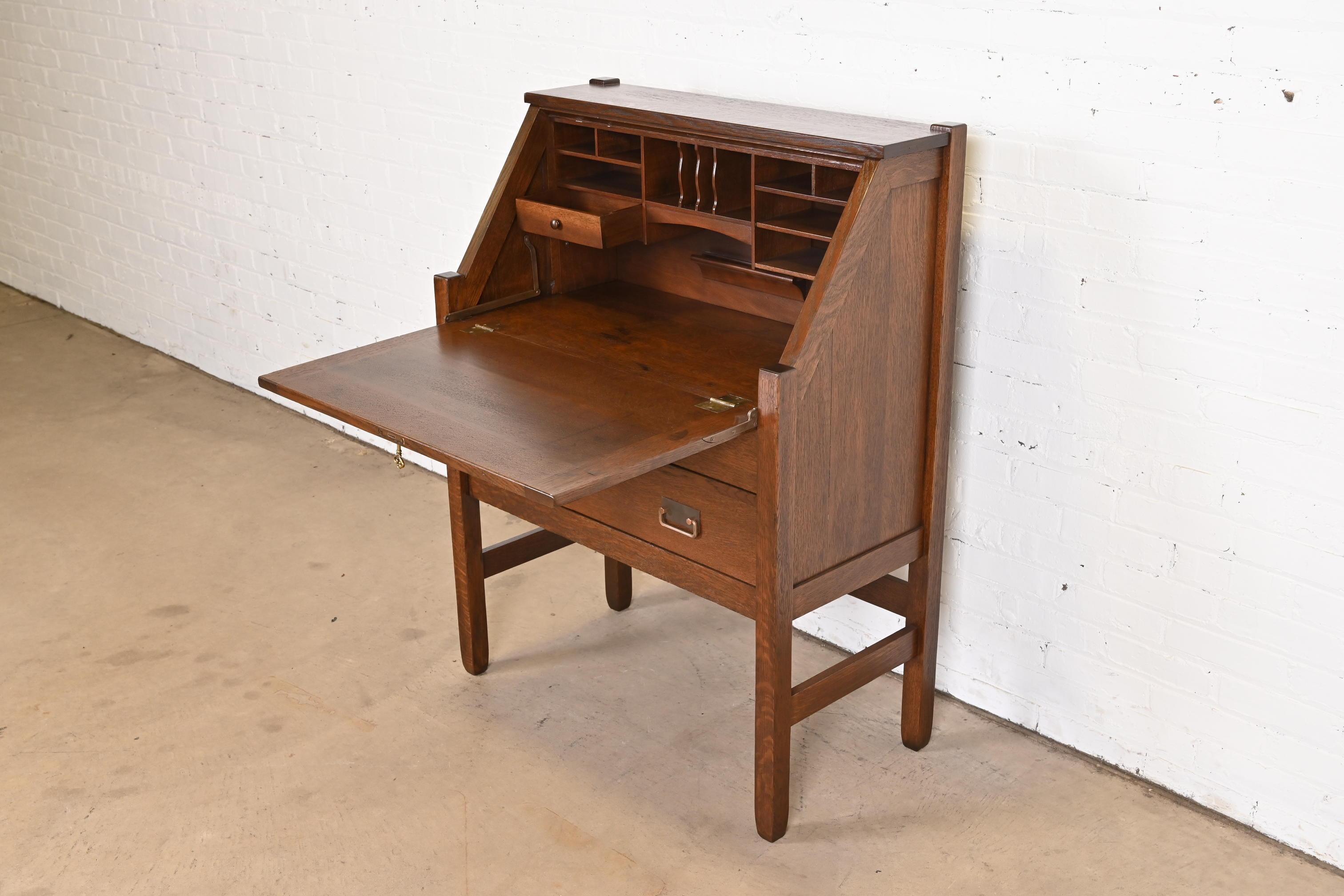 Antique Stickley Brothers Mission Oak Arts & Crafts Drop Front Secretary Desk 5