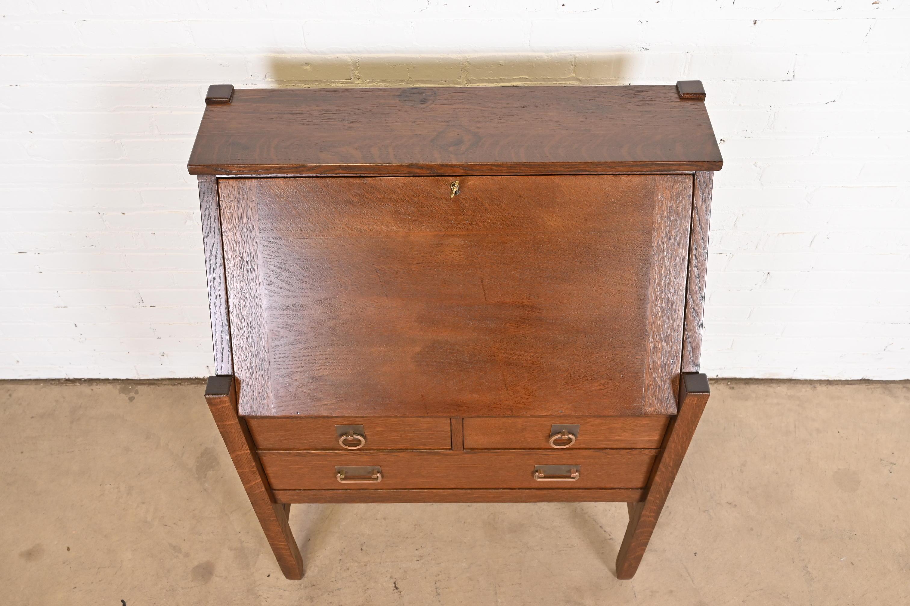 Antique Stickley Brothers Mission Oak Arts & Crafts Drop Front Secretary Desk 7
