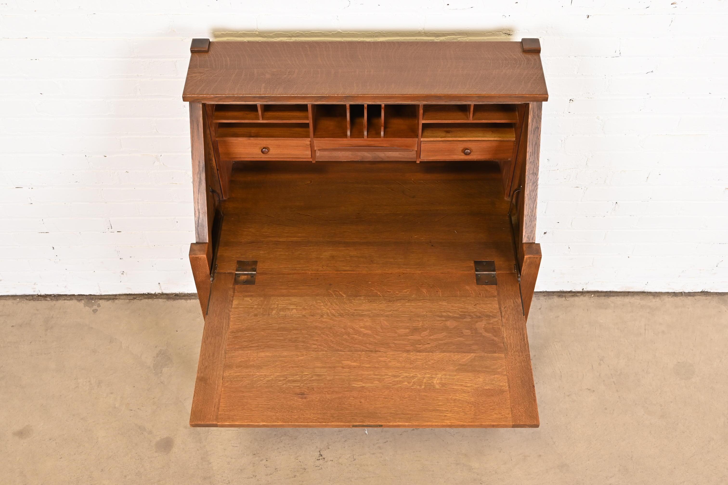 20th Century Antique Stickley Brothers Mission Oak Arts & Crafts Drop Front Secretary Desk