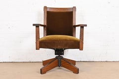 Antique Stickley Brothers Mission Oak Arts & Crafts Executive Swivel Desk Chair