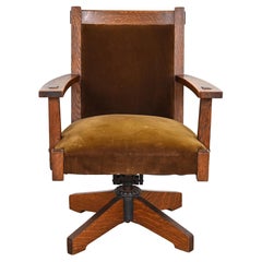 Antique Stickley Brothers Mission Oak Arts & Crafts Executive Swivel Desk Chair