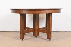 Antique Stickley Brothers Mission Oak Arts & Crafts Extension Dining Table