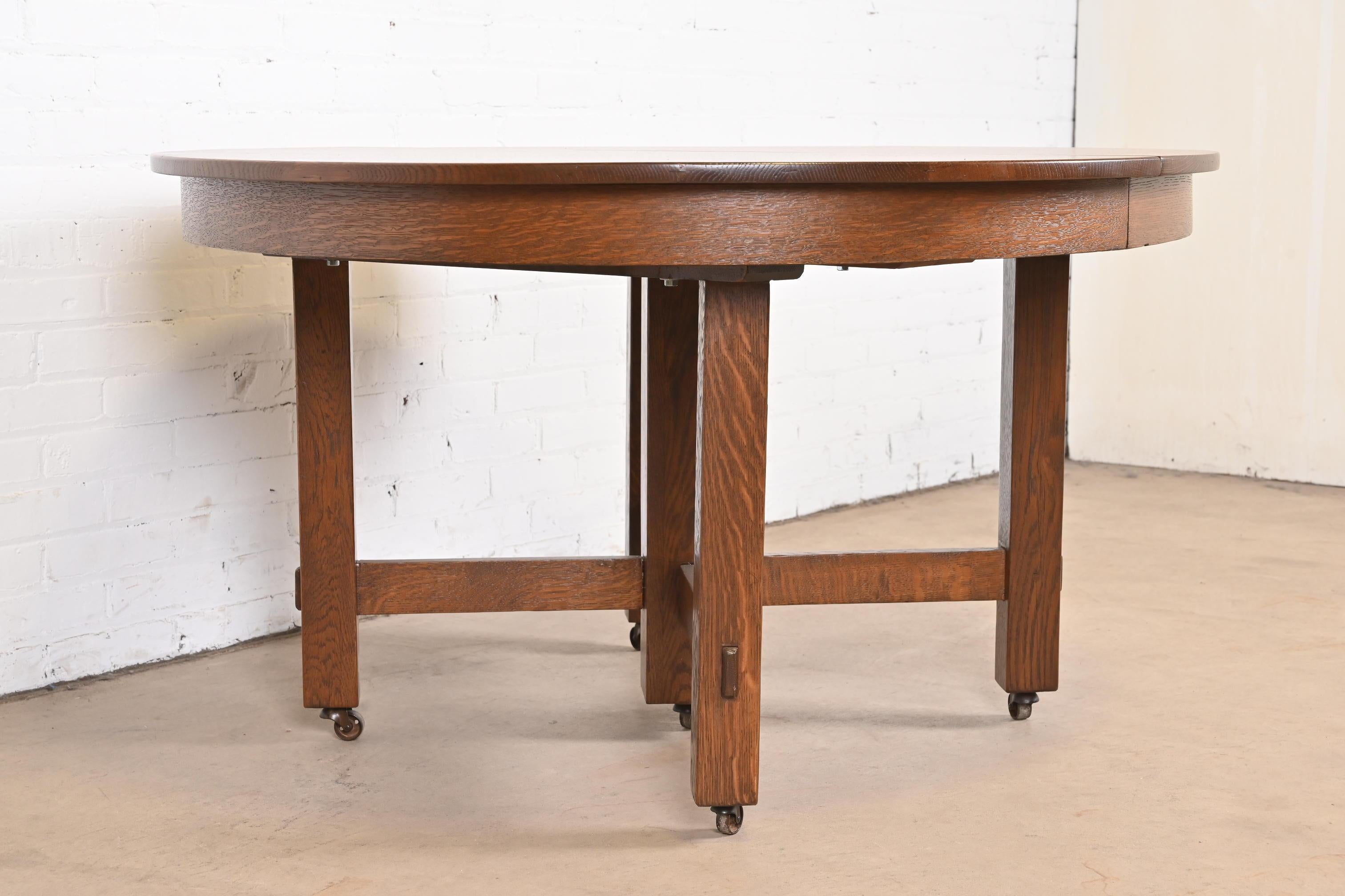 American Antique Stickley Brothers Mission Oak Arts & Crafts Extension Dining Table For Sale
