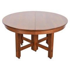 Antique Stickley Brothers Mission Oak Arts & Crafts Extension Dining Table