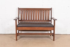 Antikes offenes Sessel oder Loveseat aus Eichenholz im Missionsstil von Stickley Brothers Arts & Crafts