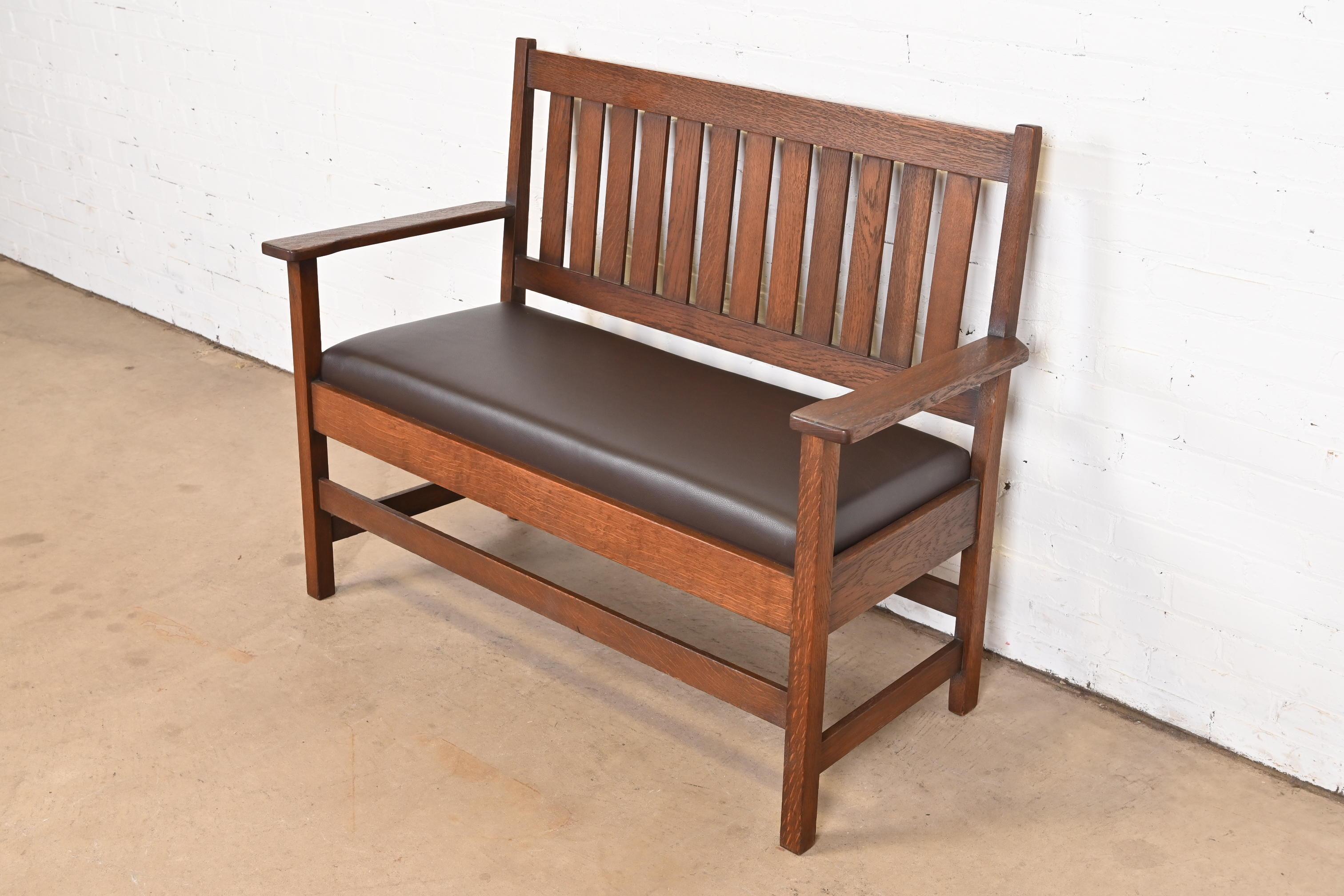 Arts and Crafts Antique Stickley Brothers Mission Oak Arts & Crafts Open Arm Settee or Loveseat
