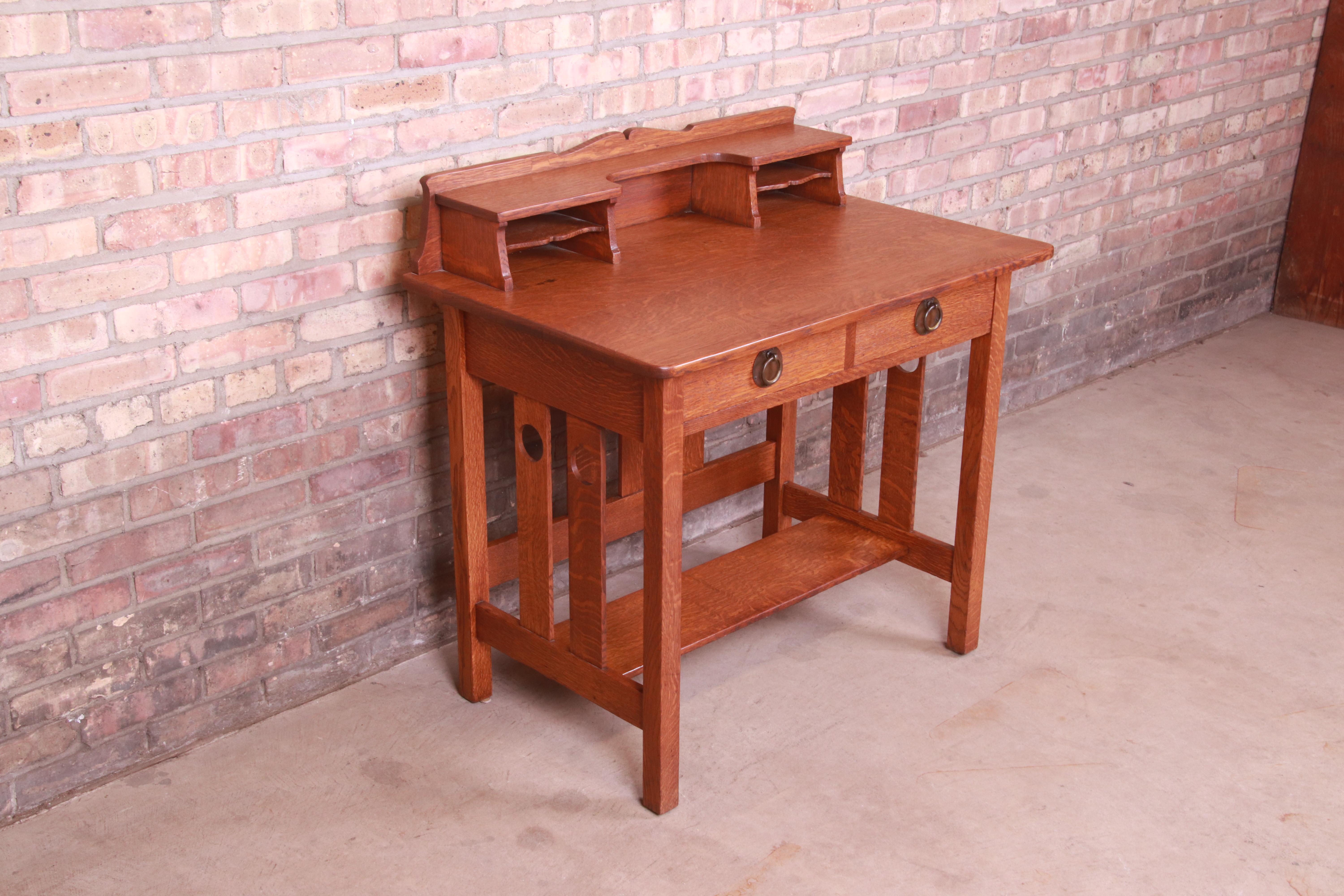 Arts and Crafts Antique Stickley Brothers Mission Oak Arts & Crafts Writing Desk, Circa 1900
