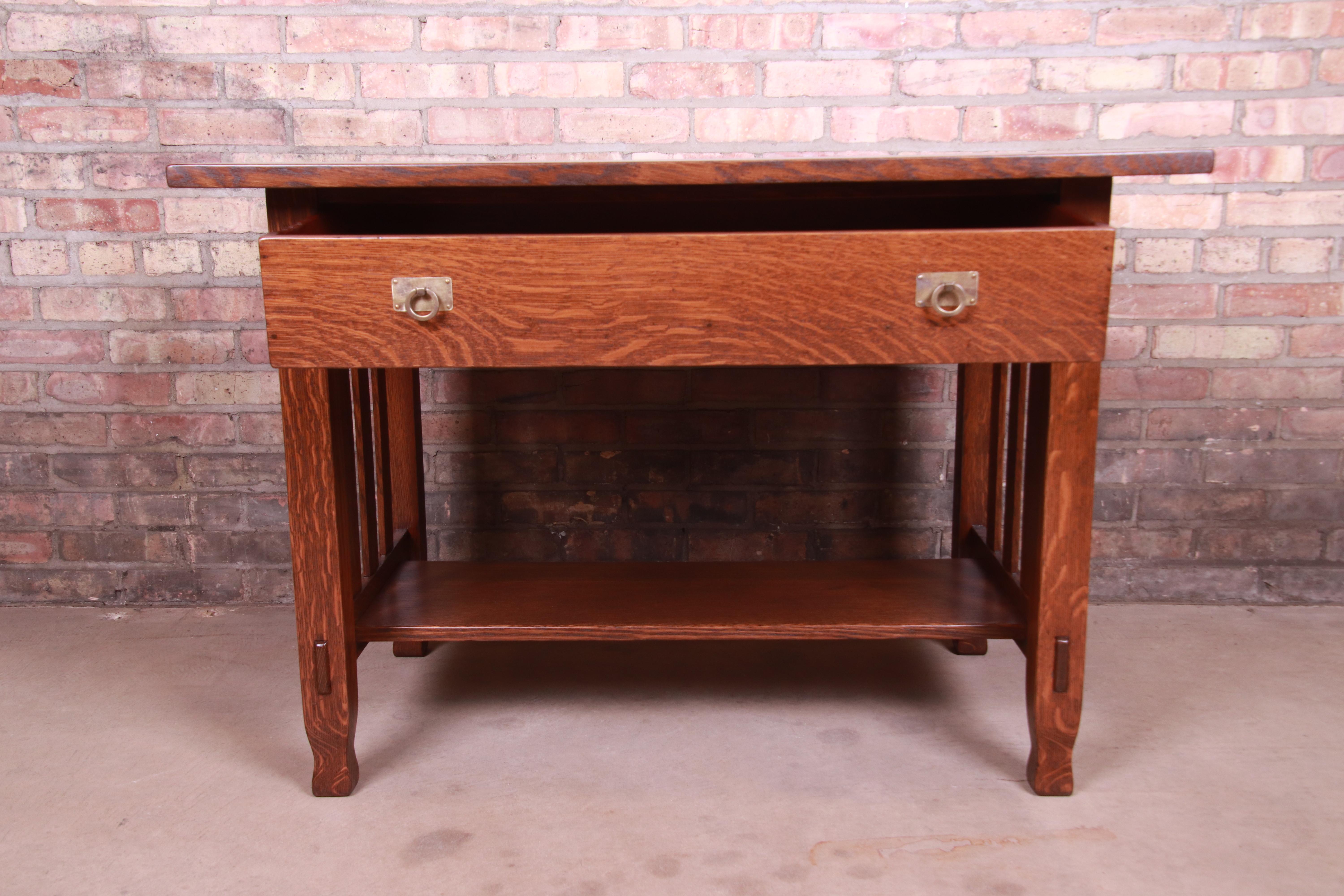 Antique Stickley Brothers Mission Oak Arts & Crafts Writing Desk, Circa 1910 3