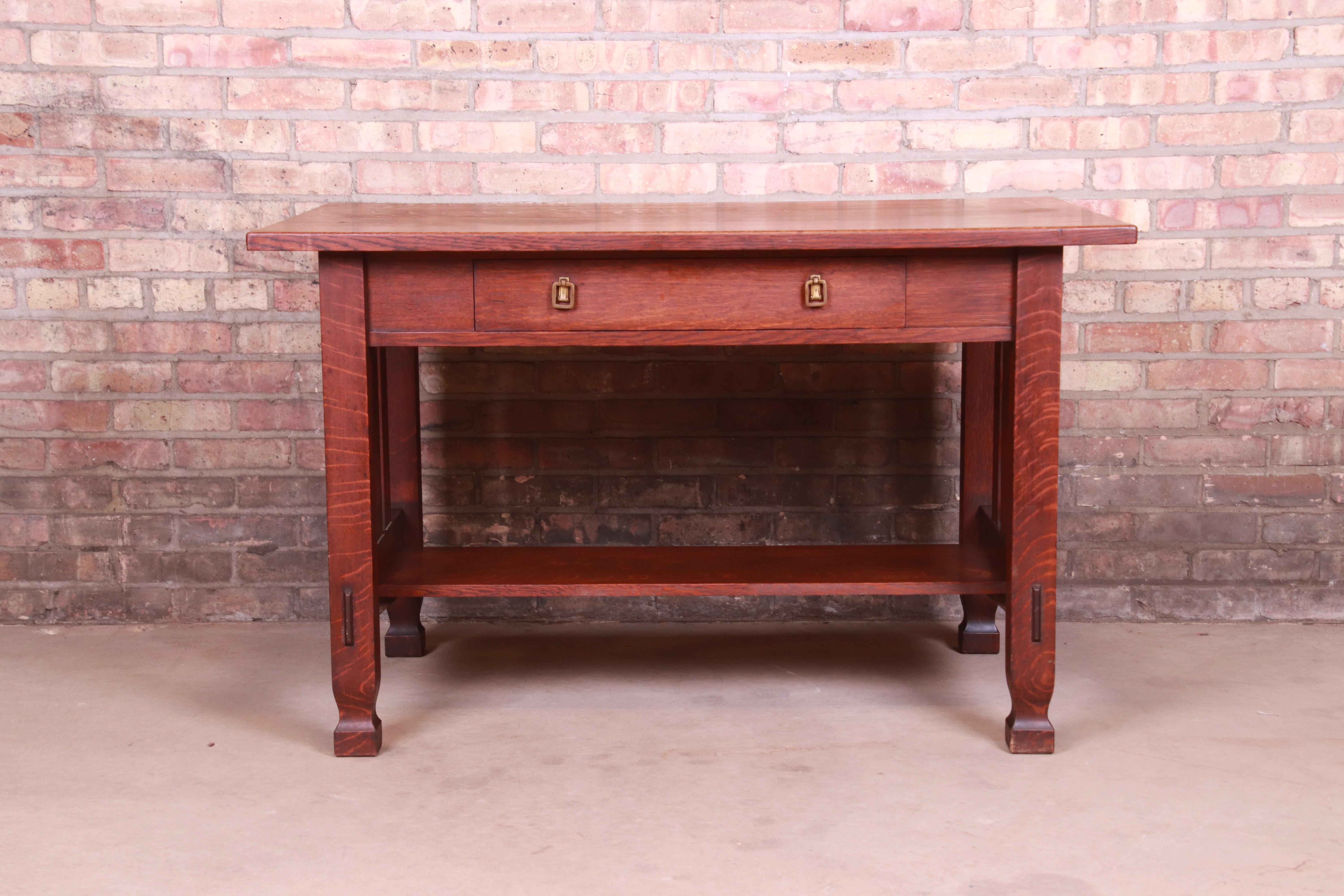 Arts and Crafts Antique Stickley Brothers Mission Oak Arts & Crafts Writing Desk, Circa 1910