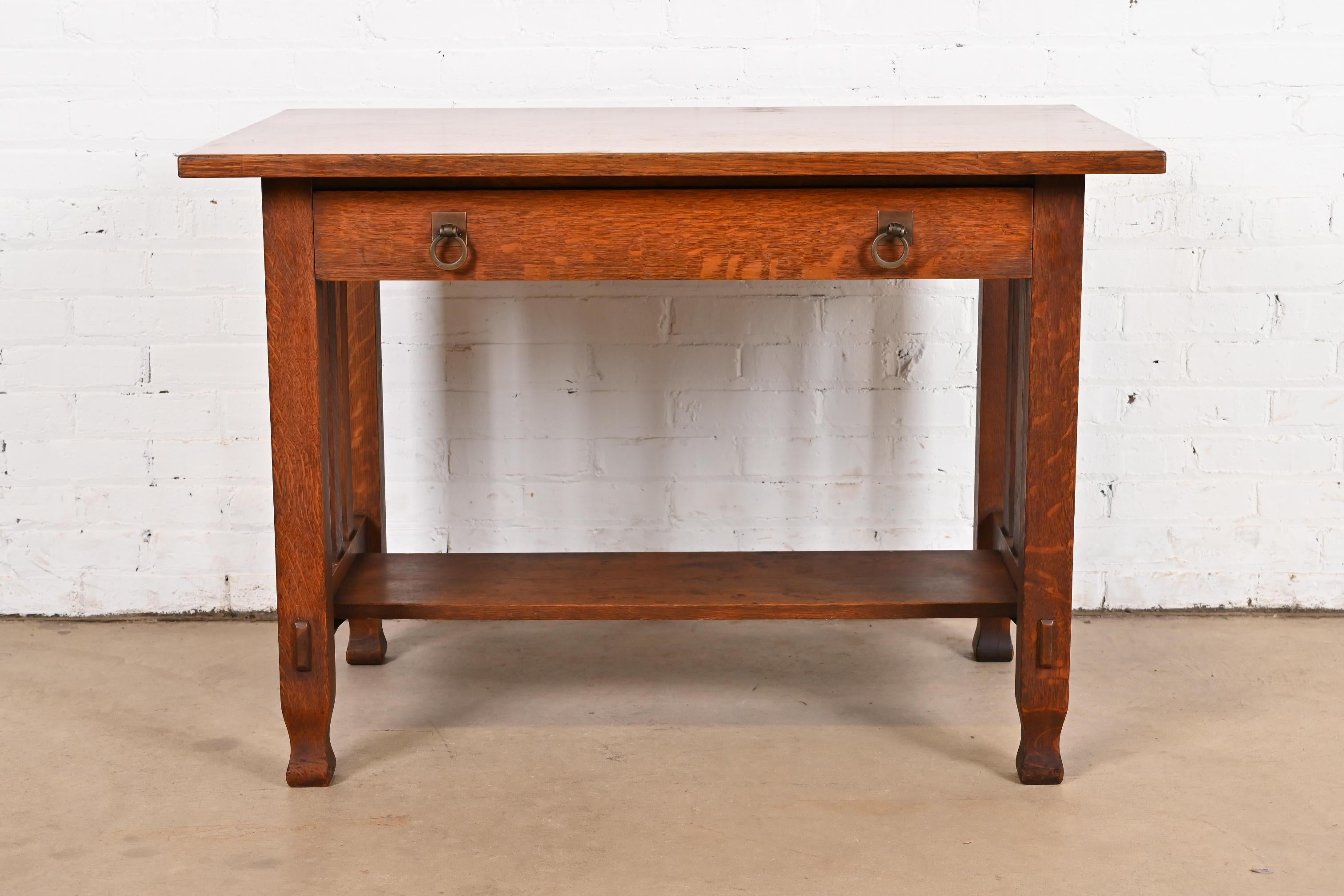 Antiker Stickley Brothers Mission Eichenholz Arts & Crafts Schreib- oder Bibliothekstisch (Arts and Crafts) im Angebot