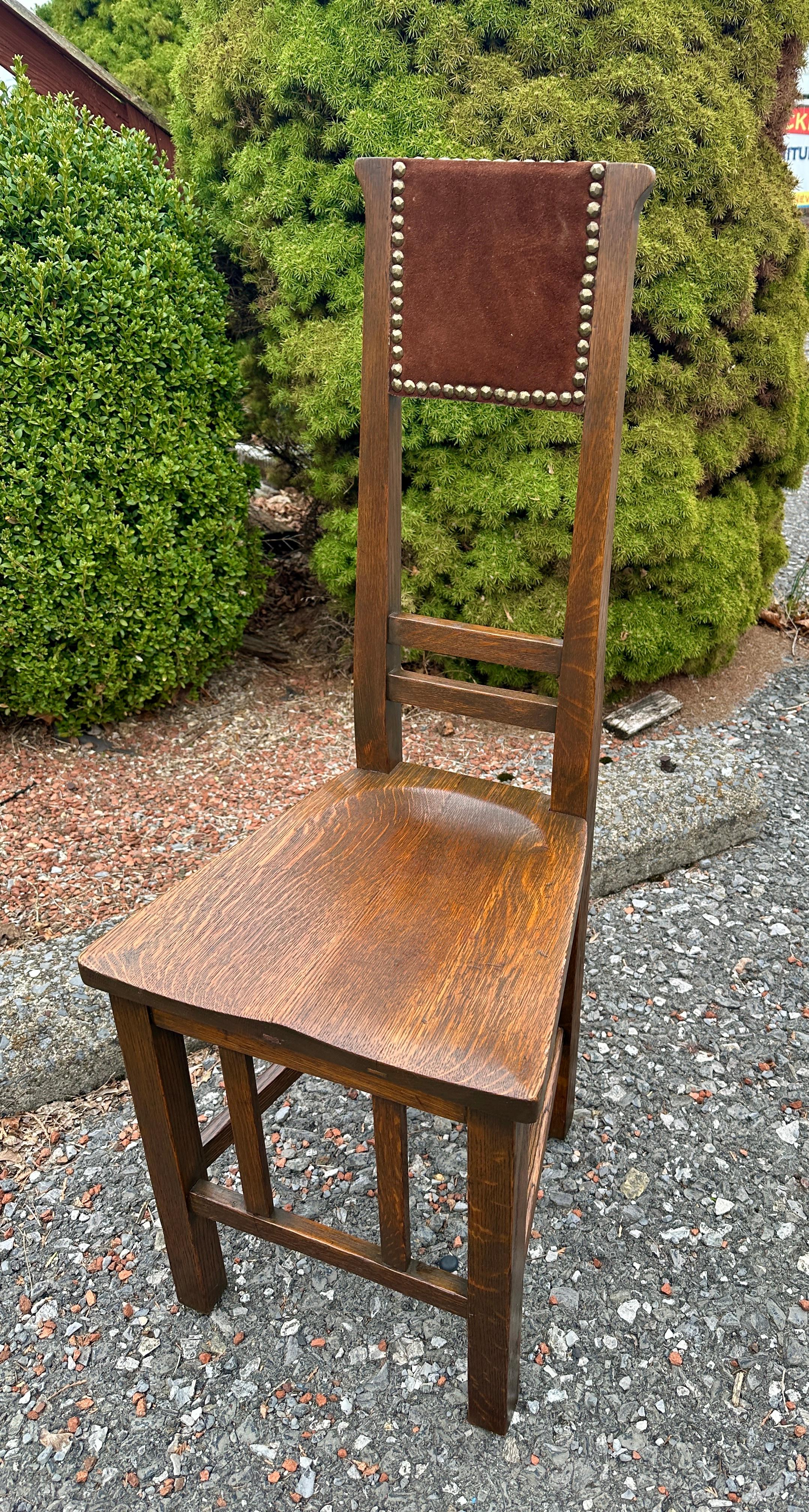 Antique Stickley Brothers Narrow Chair - W7975 Tapicería en venta