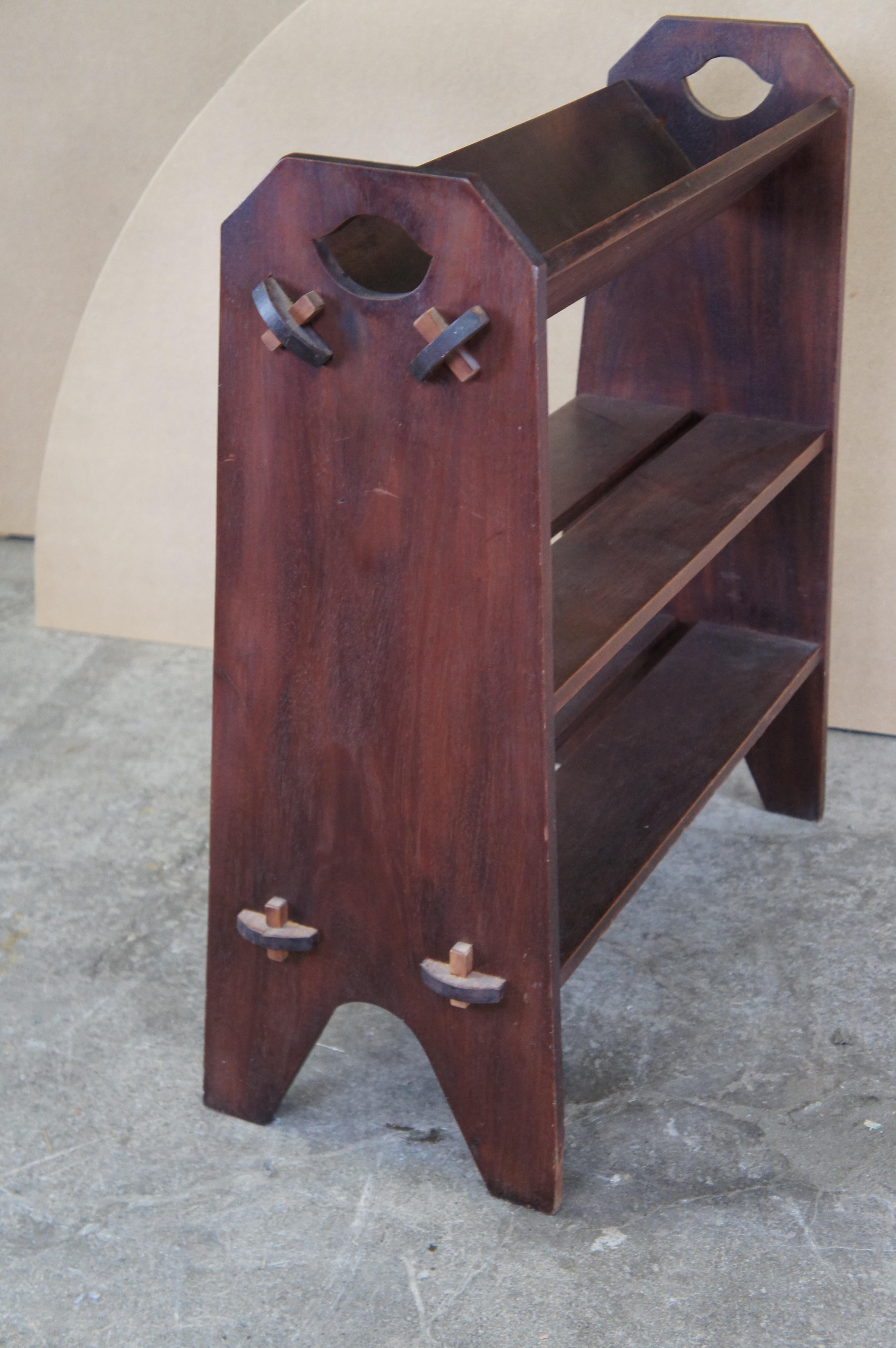 Antique Stickley Brothers Quaint Mission Mahogany Book Trough Magazine Stand 5