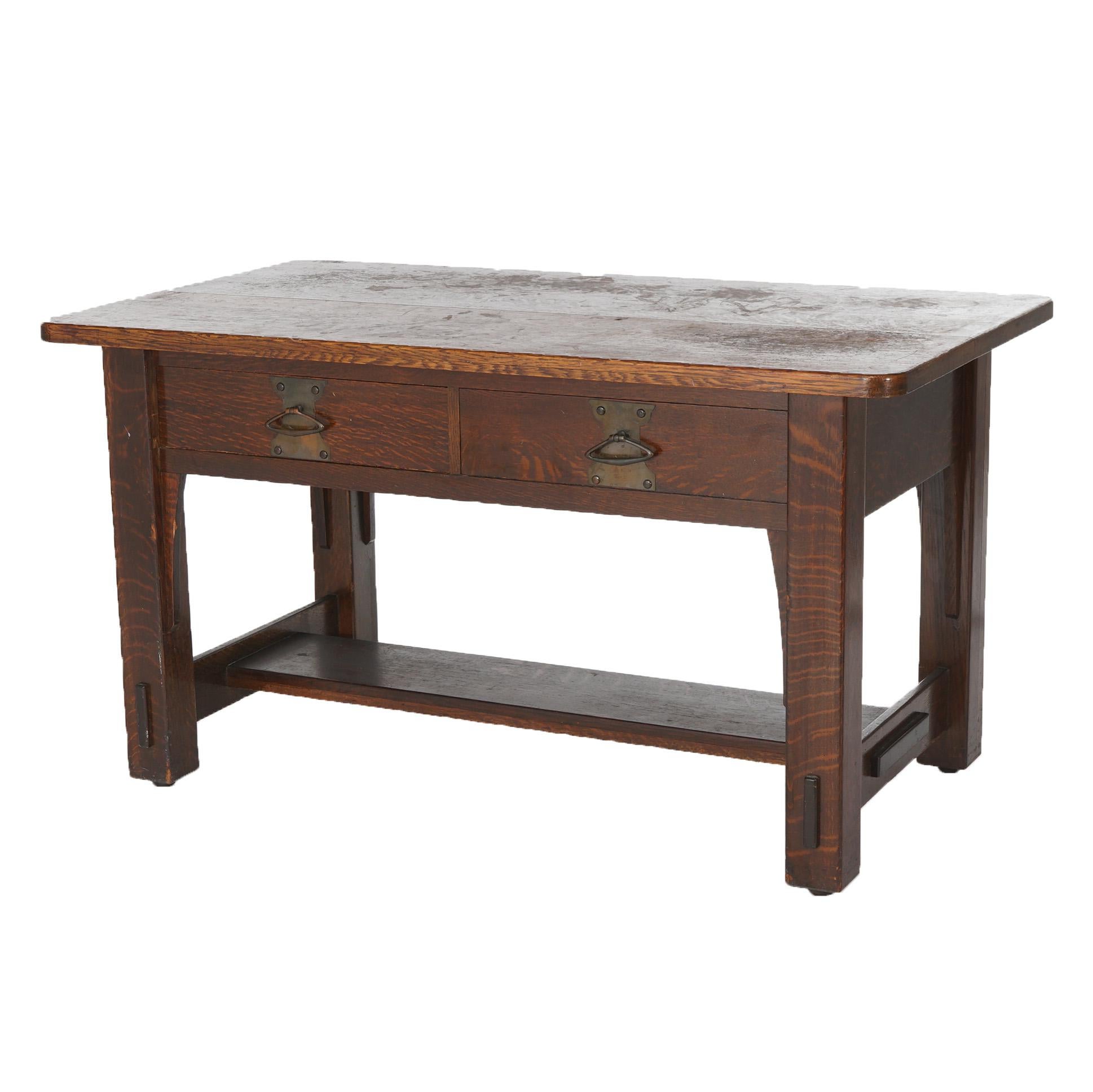 Arts and Crafts Antique Stickley Brothers School Mission Oak Arts & Crafts Library Table c1910