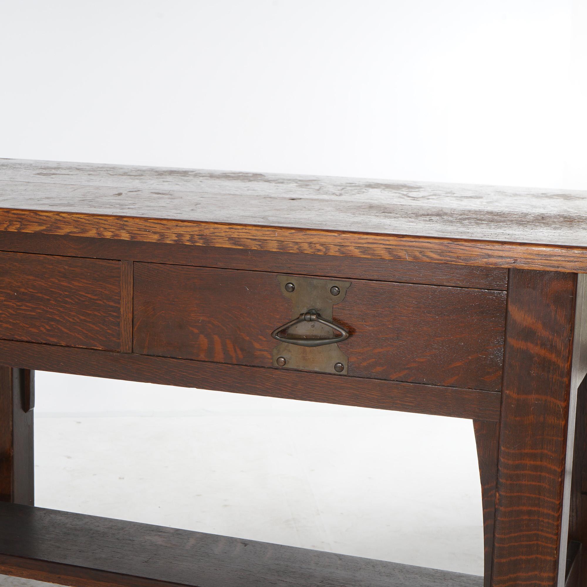 20th Century Antique Stickley Brothers School Mission Oak Arts & Crafts Library Table c1910