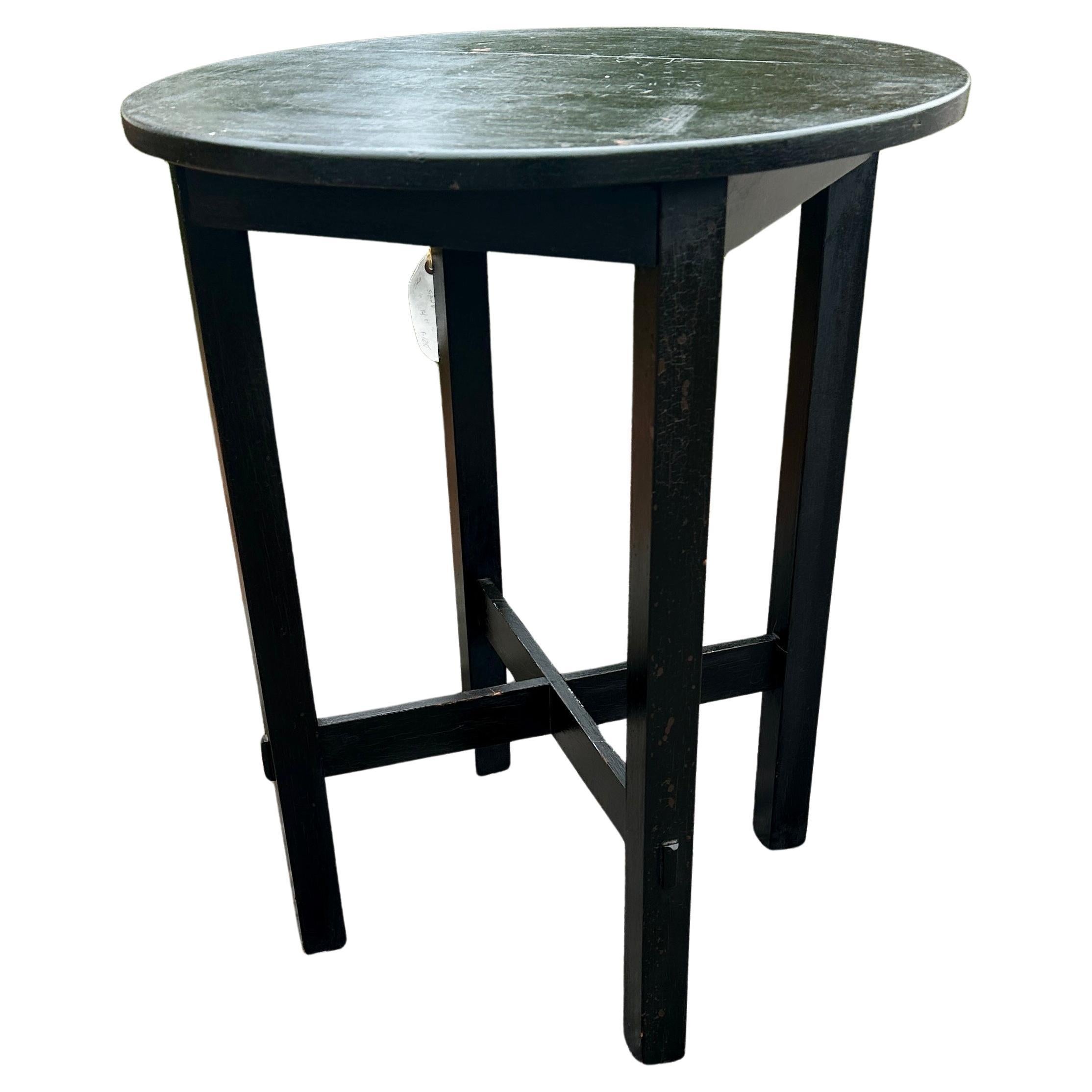 Antique Stickley Brothers Small Black Round Table - W5801