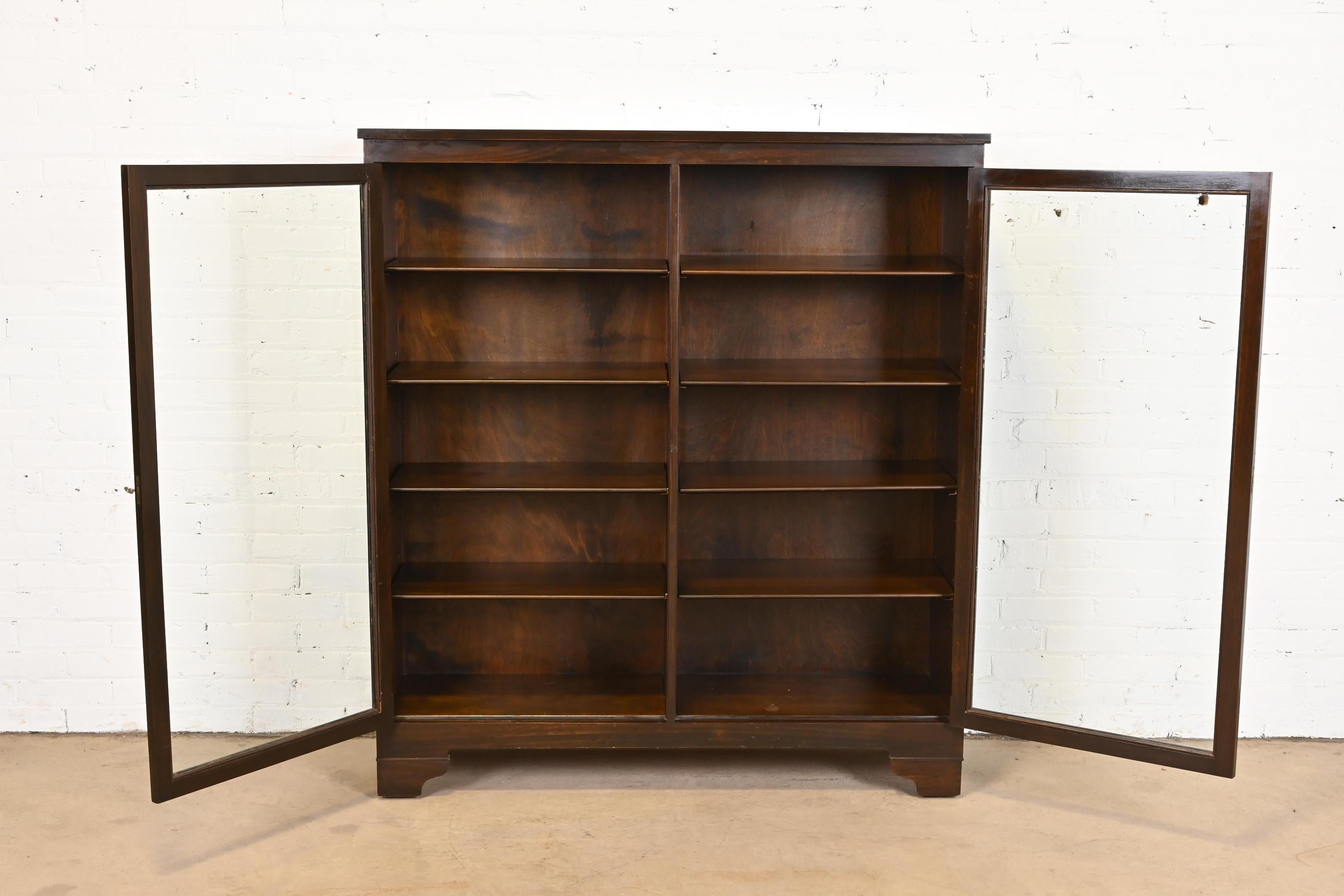 20th Century Antique Stickley Brothers Style Arts and Crafts Mahogany Double Bookcase For Sale
