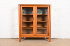 Antique Stickley Brothers Style Mission Oak Arts & Crafts Glass Front Bookcase