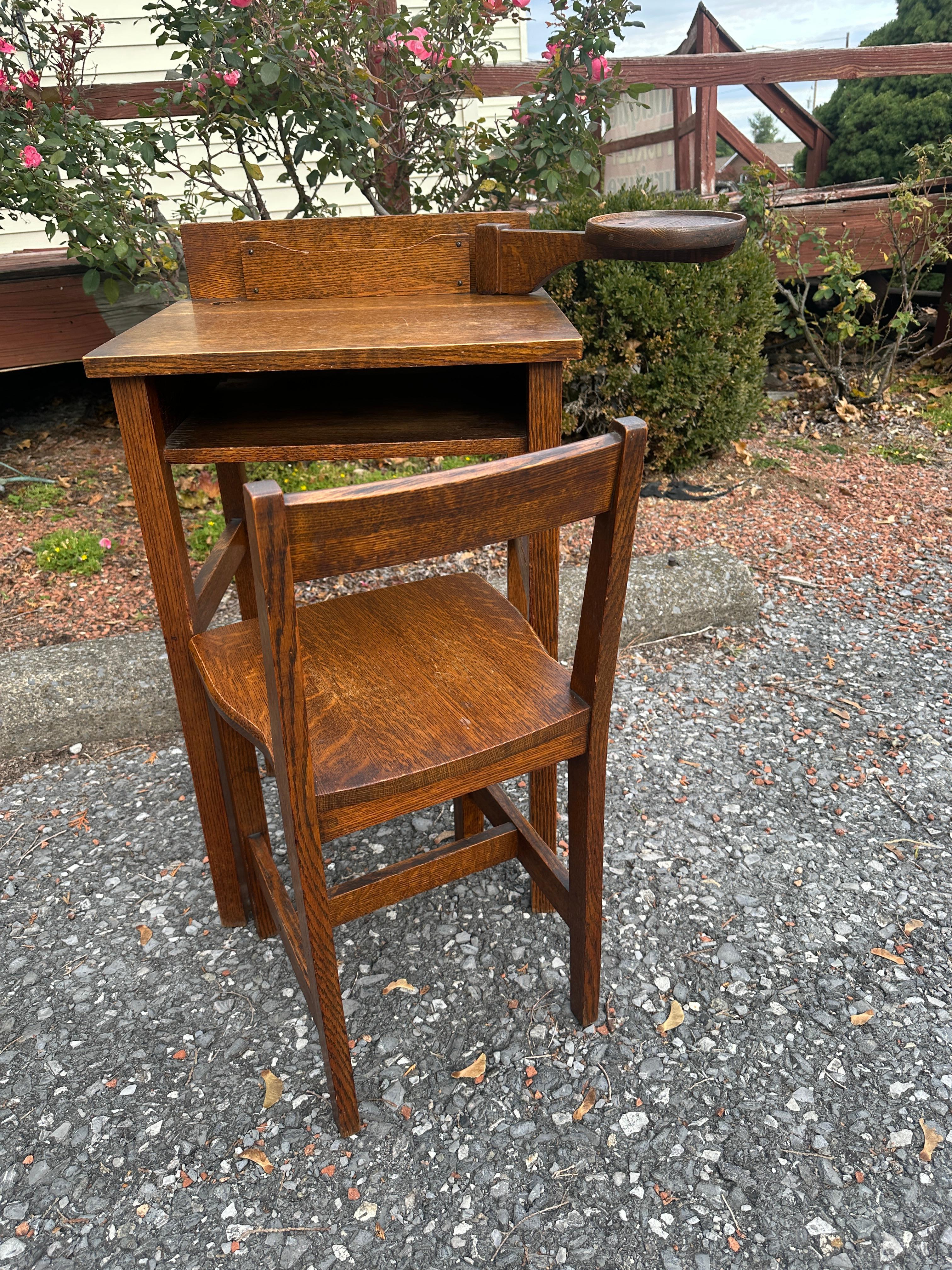 Arts and Crafts Table et chaise téléphoniques anciennes Stickley Brothers - W5050 en vente