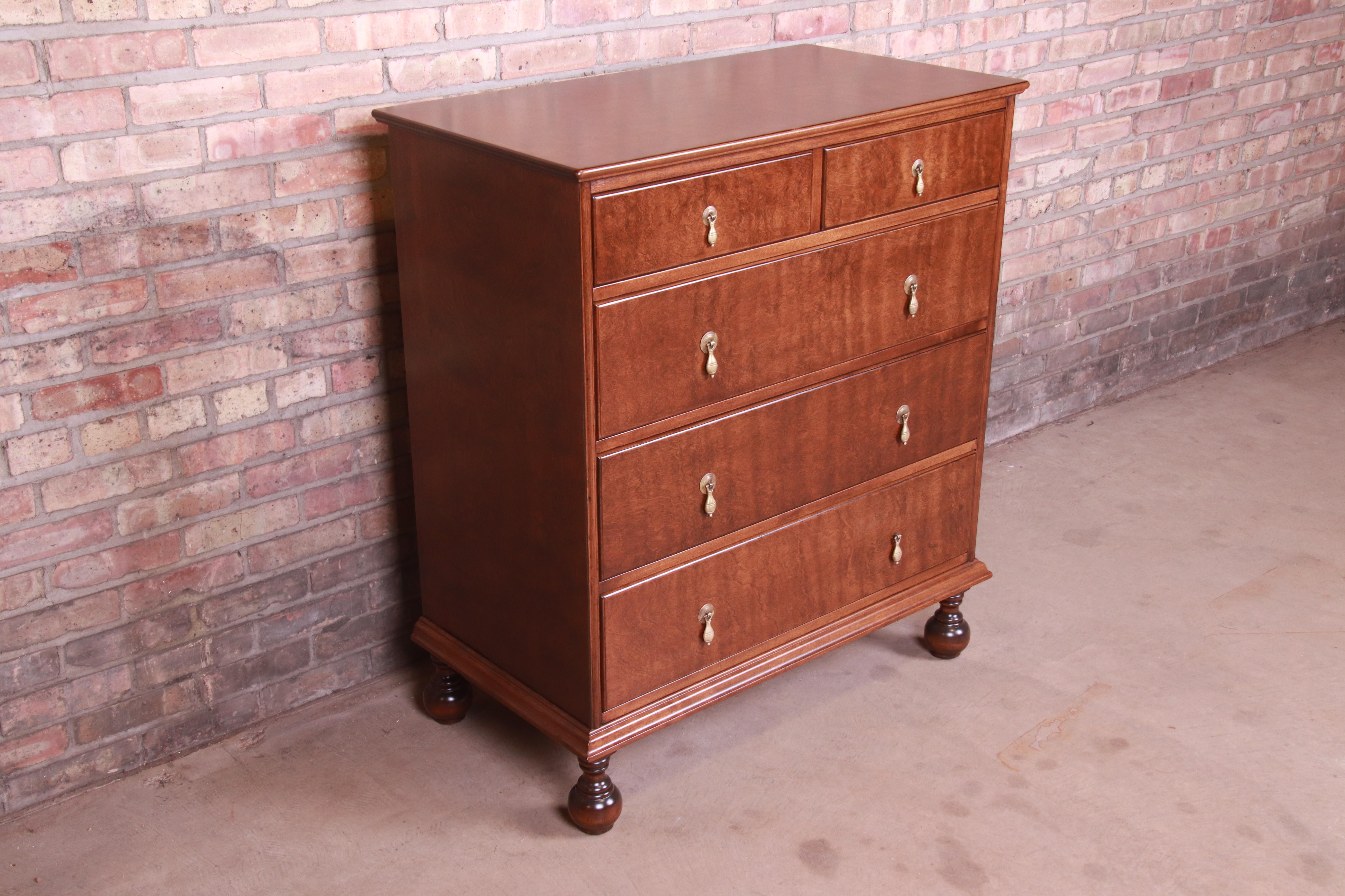 Antique Stickley Brothers William & Mary Maple Chest of Drawers, Refinished In Good Condition In South Bend, IN