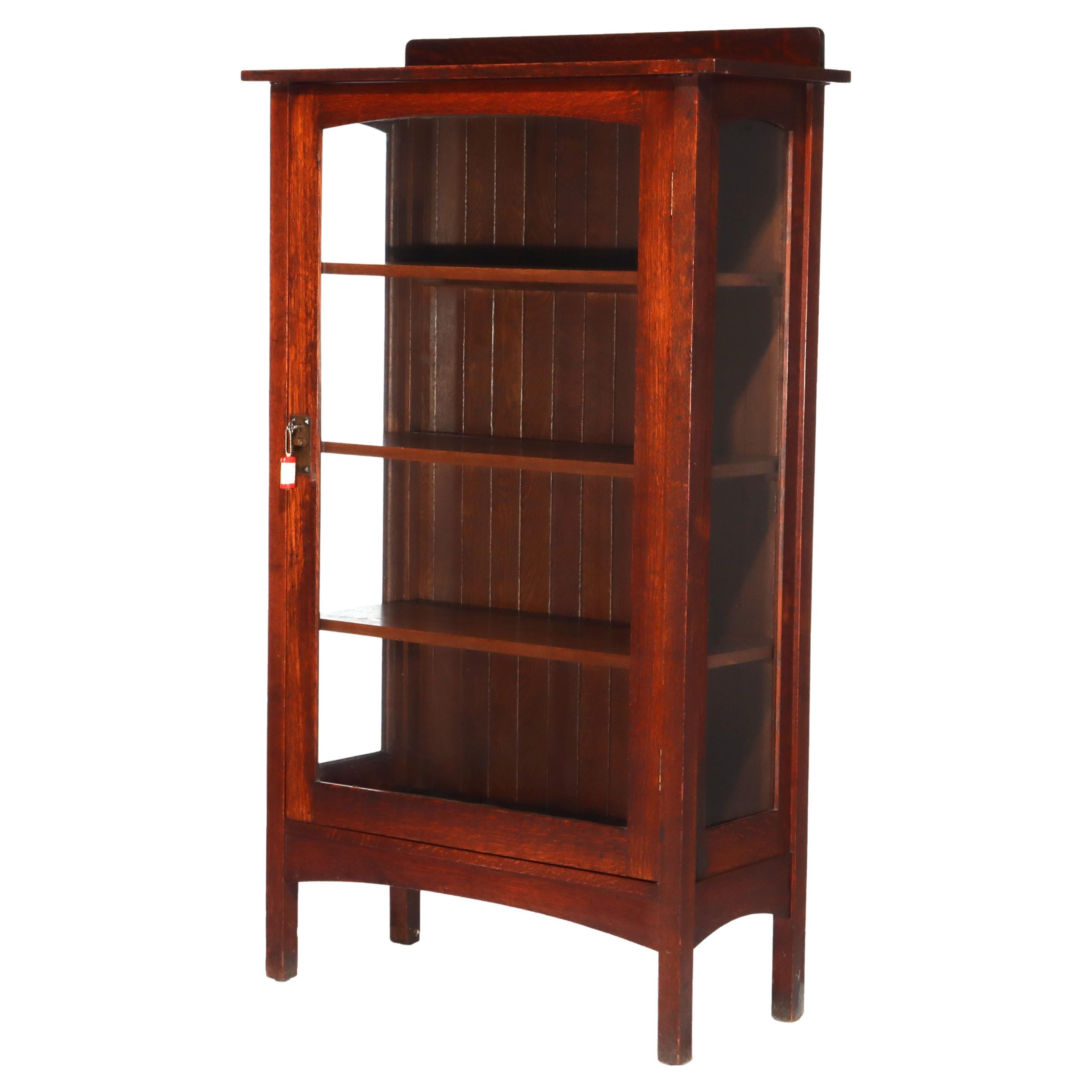 Antique Stickley Harvey Ellis School Arts & Craft Oak Single-Door China Cabinet