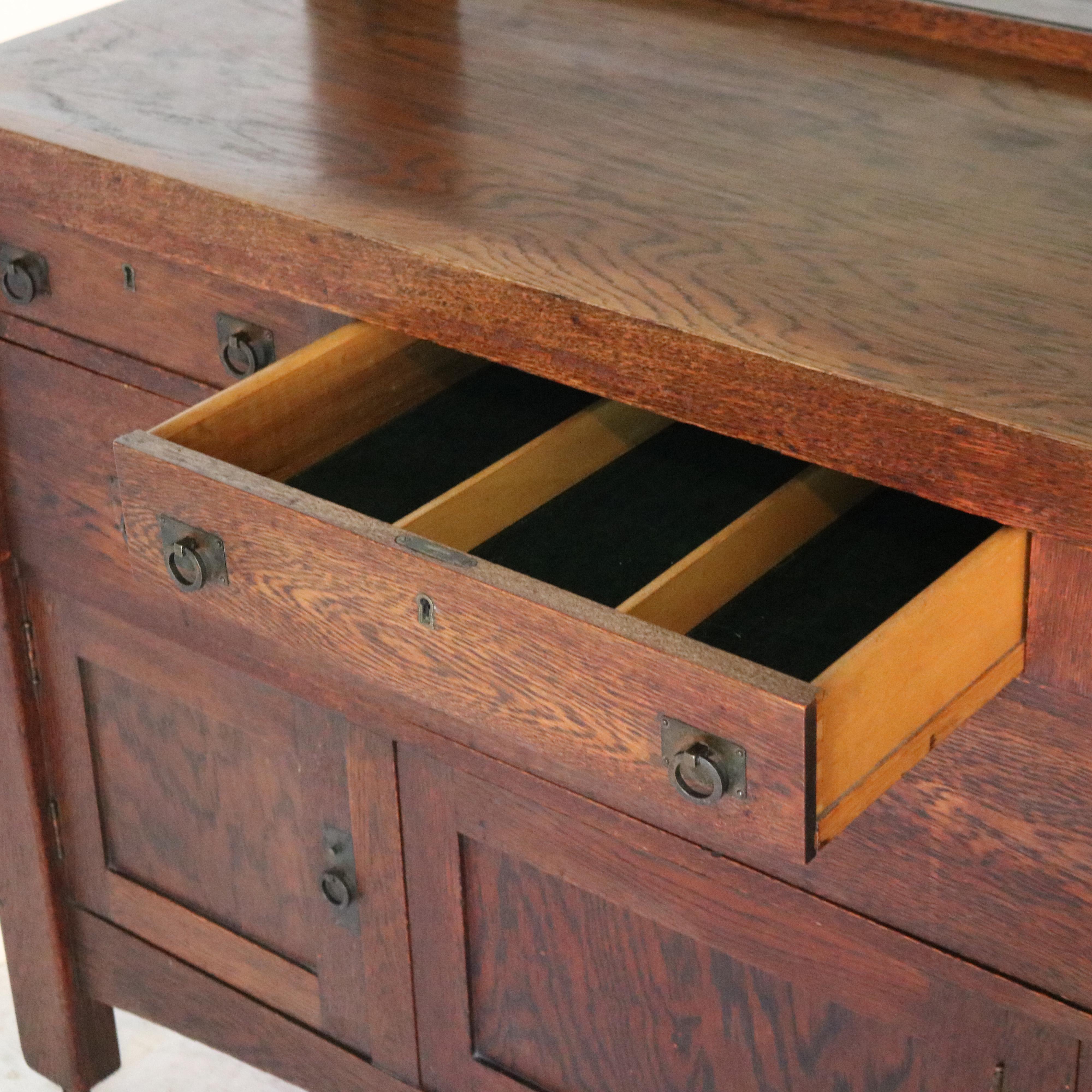 Antique Stickley Inspired Arts & Crafts Mission Oak Mirrored Sideboard C1900 5