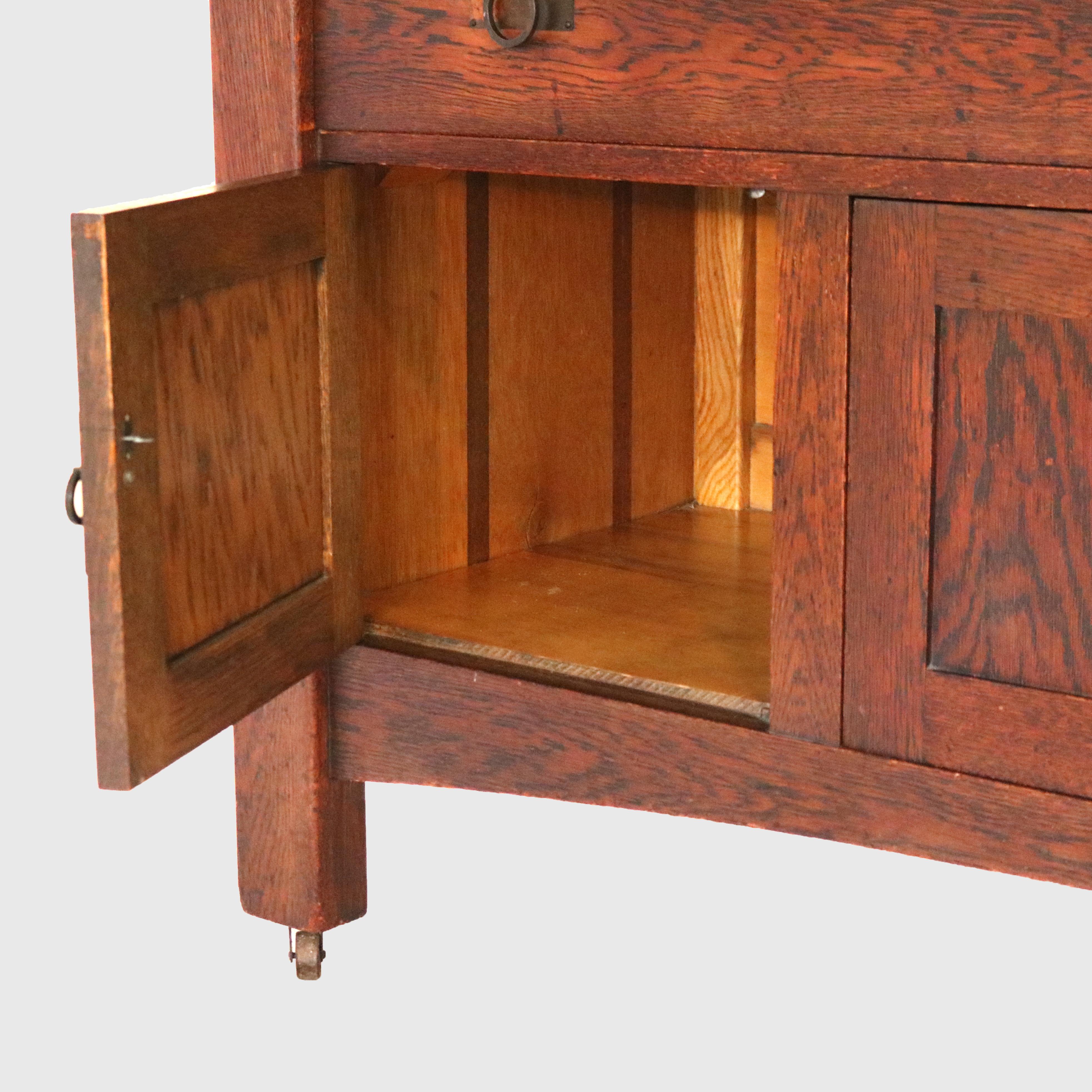 Antique Stickley Inspired Arts & Crafts Mission Oak Mirrored Sideboard C1900 2