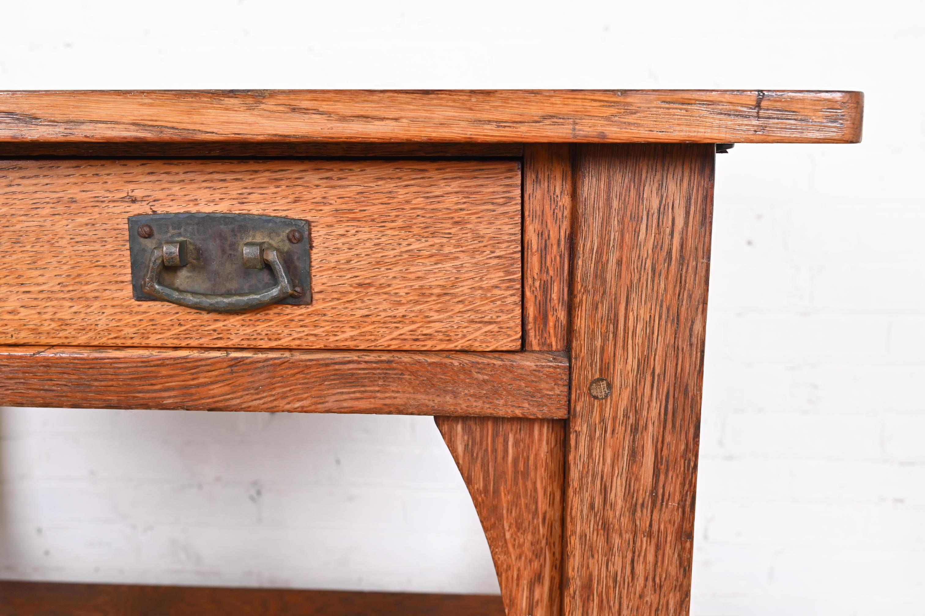 Antique Stickley Mission Oak Arts & Crafts Desk or Library Table, Circa 1900 2