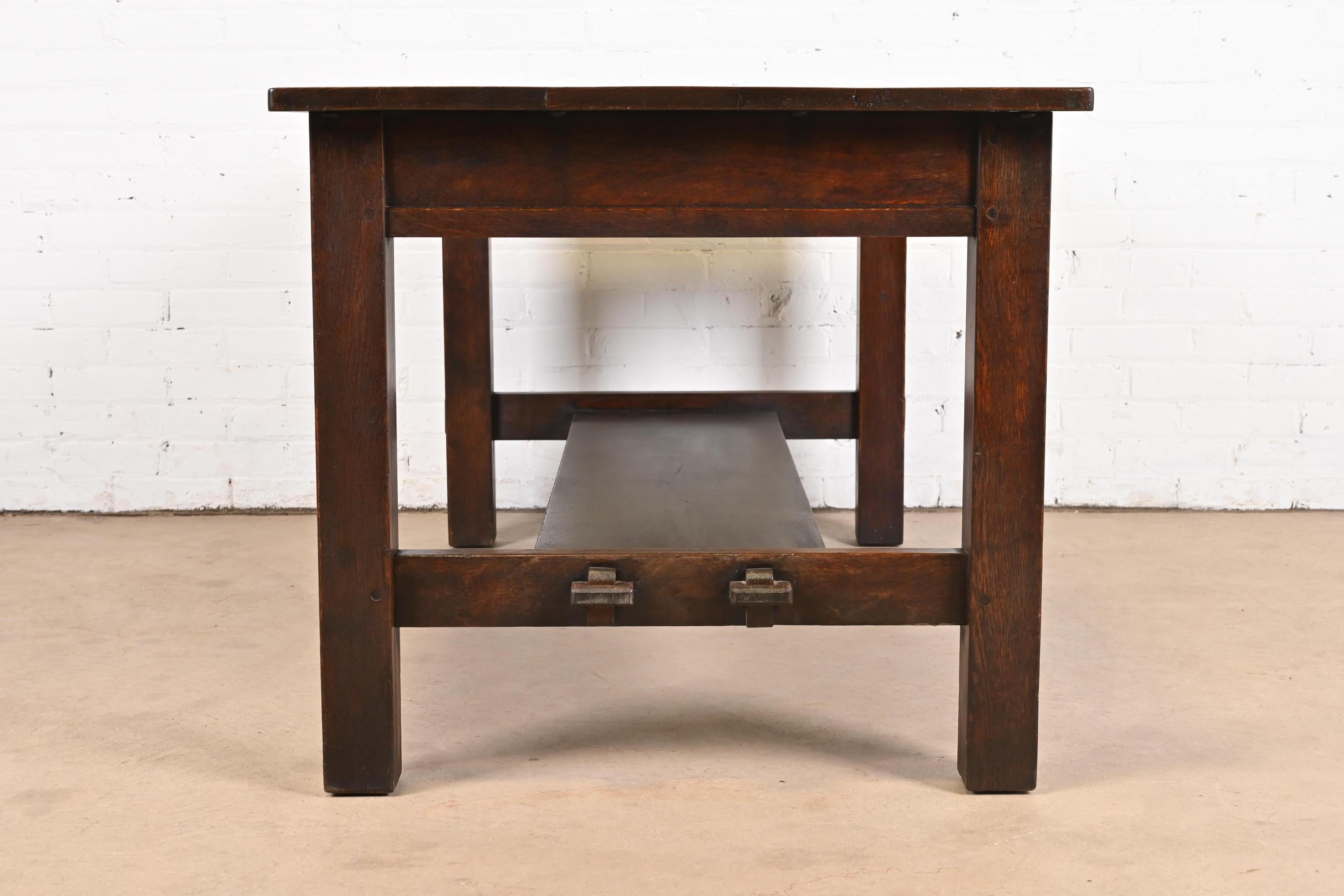 Antique Stickley Mission Oak Arts & Crafts Desk or Library Table, Circa 1900 4