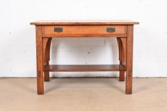 Antique Stickley Mission Oak Arts & Crafts Desk or Library Table, Circa 1900