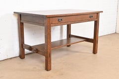Antique Stickley Mission Oak Arts & Crafts Desk or Library Table, Newly Restored