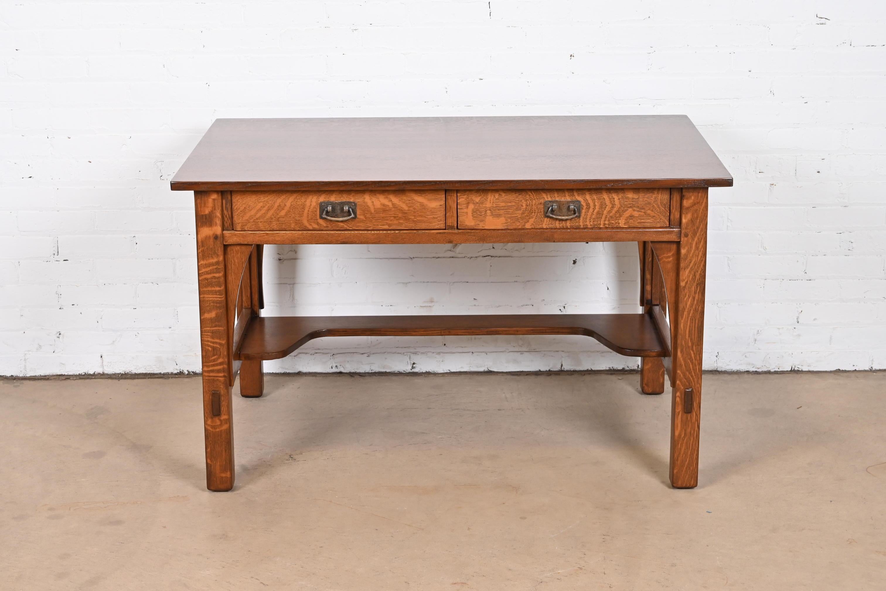 Arts and Crafts Antique Stickley Mission Oak Arts & Crafts Desk or Library Table, Newly Restored