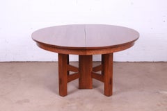 Antiker antiker Stickley Mission Esstisch aus Eichenholz mit sechs Blättern, Arts & Crafts