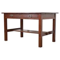 Antiker Stickley Mission Oak Arts & Crafts Schreibtisch oder Bibliothekstisch
