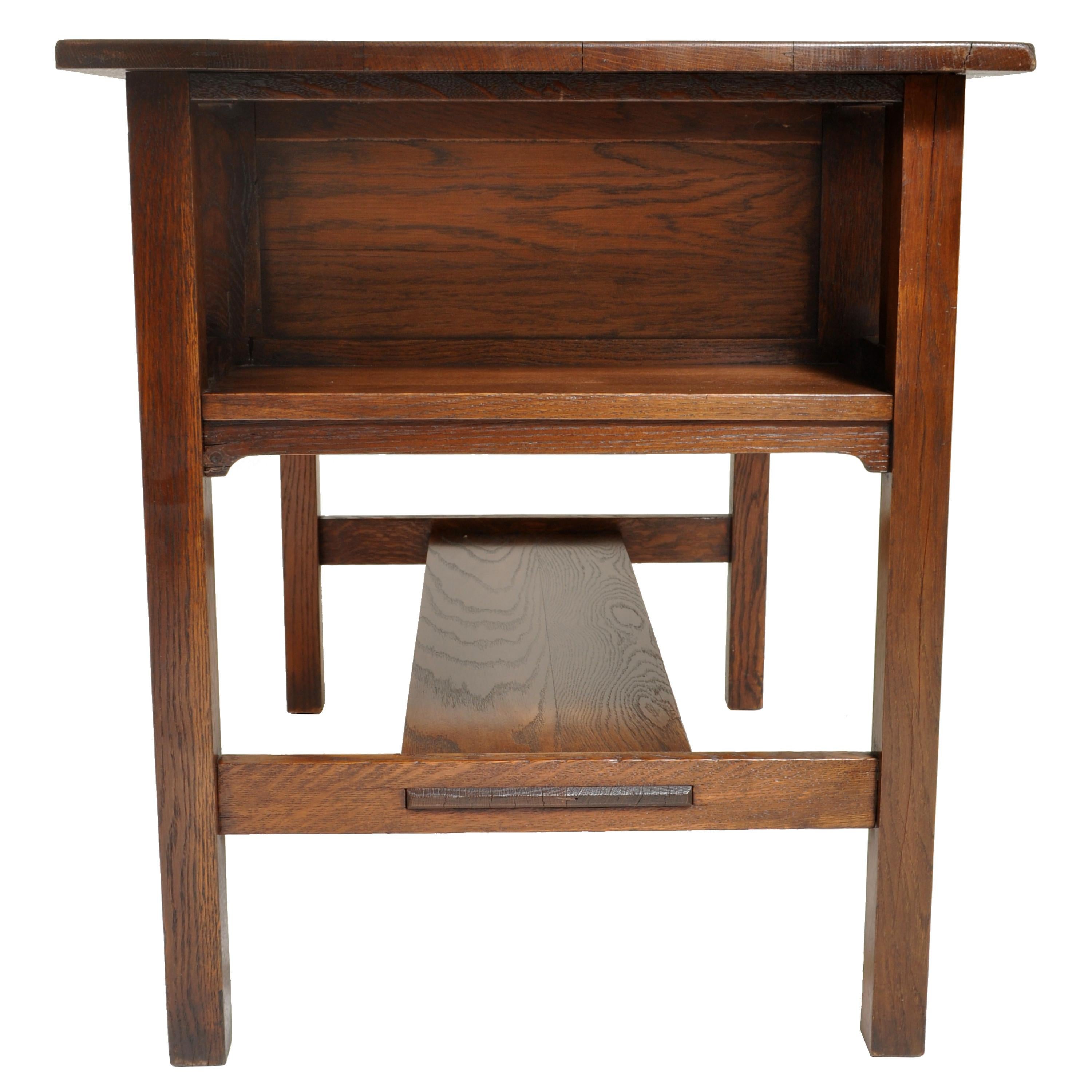 Antique Stickley Mission Oak Writing Library Table Desk Quaint Furniture, 1905 2